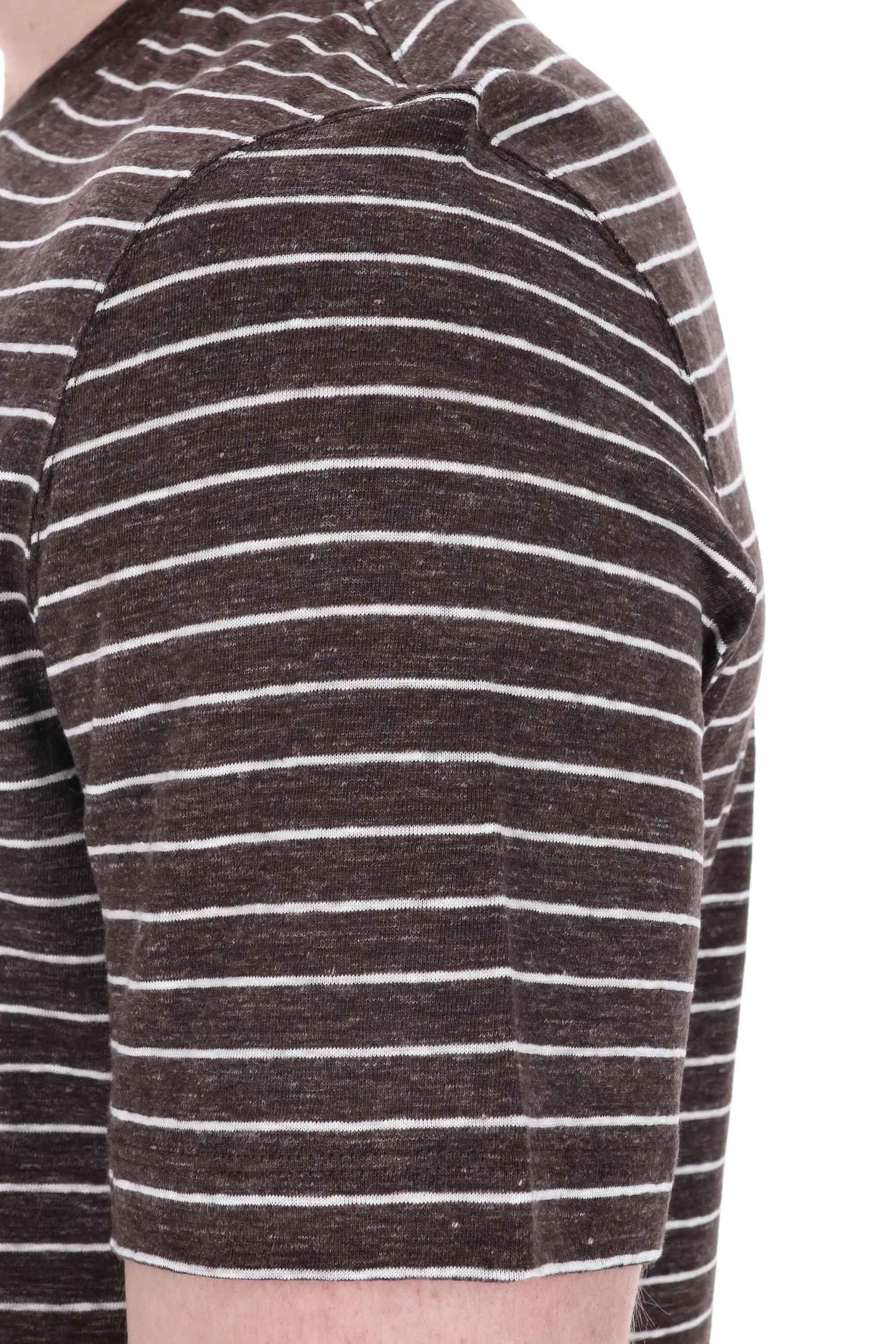 T-shirt rigata in lino comfort MW8601376 C002 Brunello Cucinelli