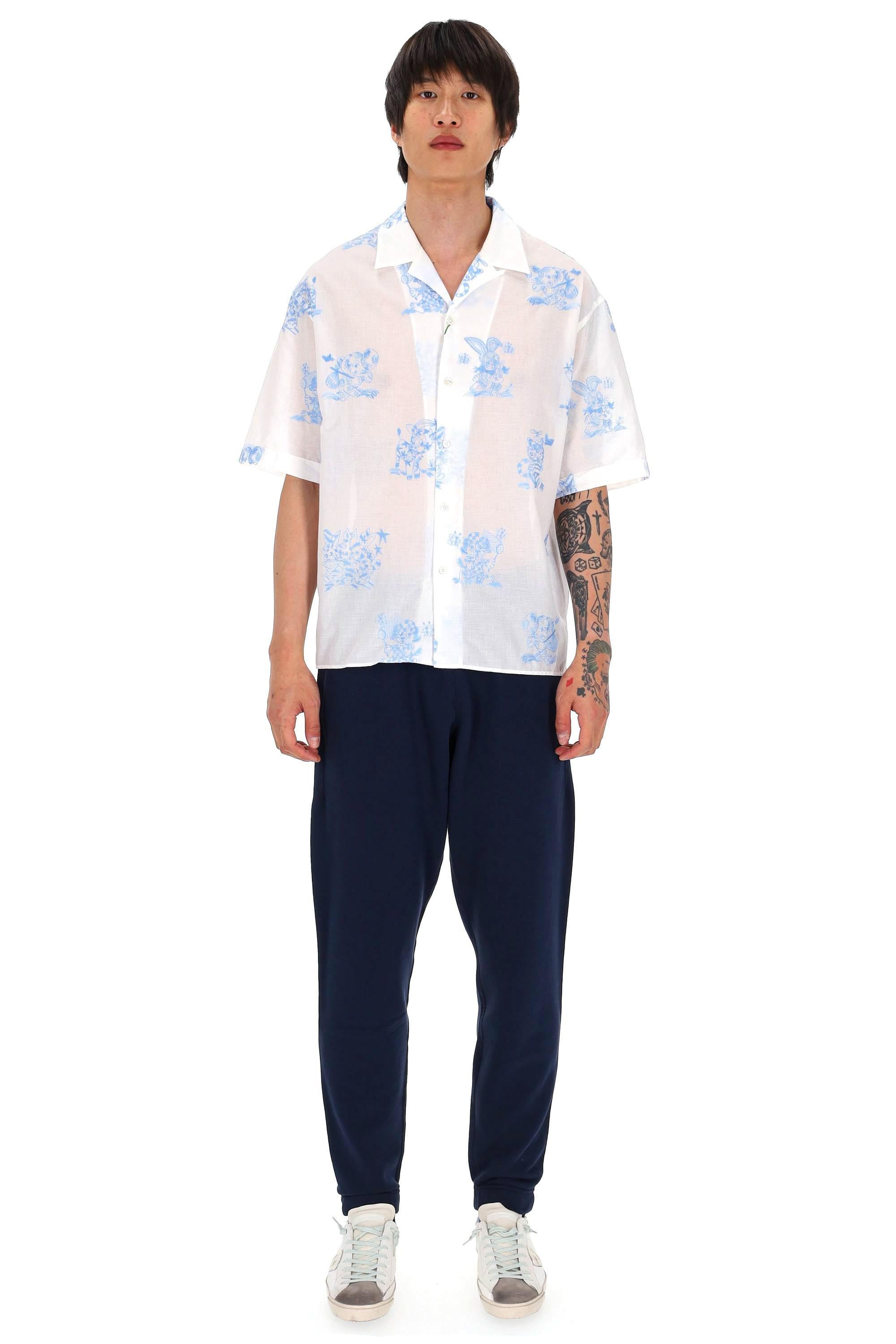 Kenzo Camicia mezza manica in cotone "cartoon hawaiaan" FG55CH1359EG 01
