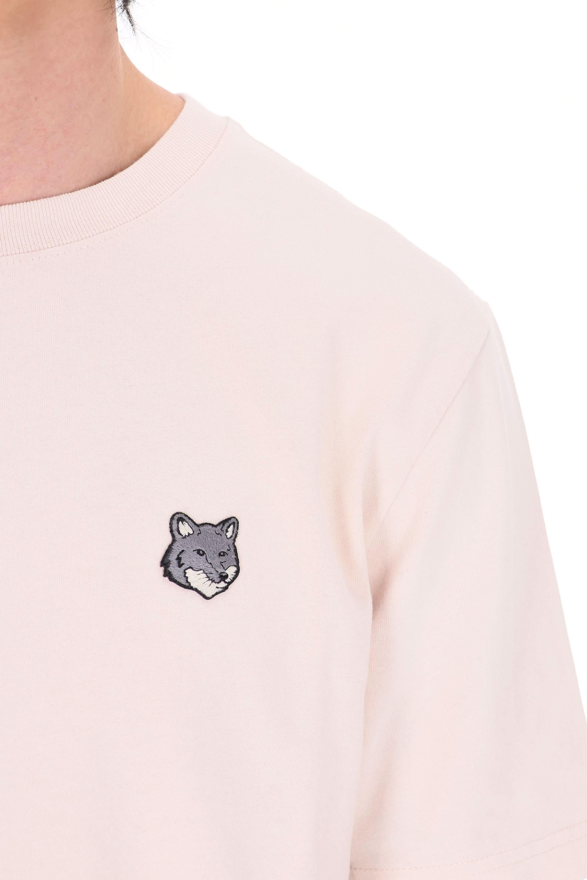 Maison Kitsuné T-shirt in cotone regular fit con volpe grigia PM00108KJ7025 LILAC POWDER