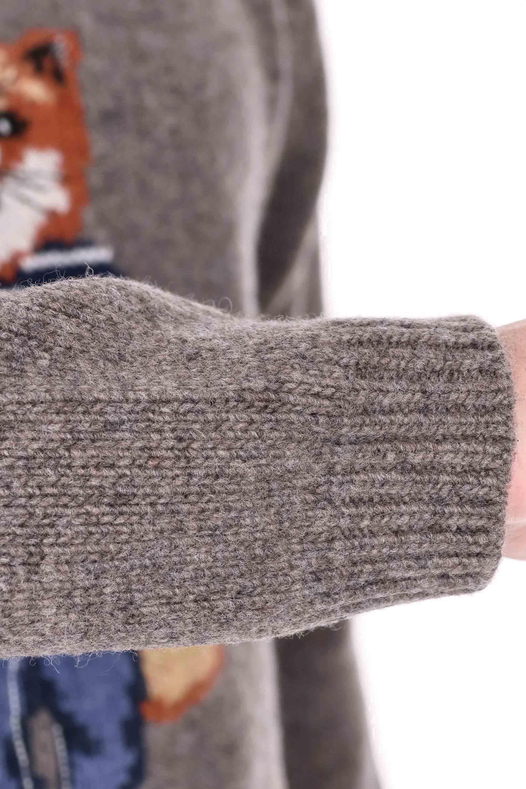 Maison Kitsuné Maglia girocollo in lana-mohair con disegno fox jacquard PM00806KH0002 H170