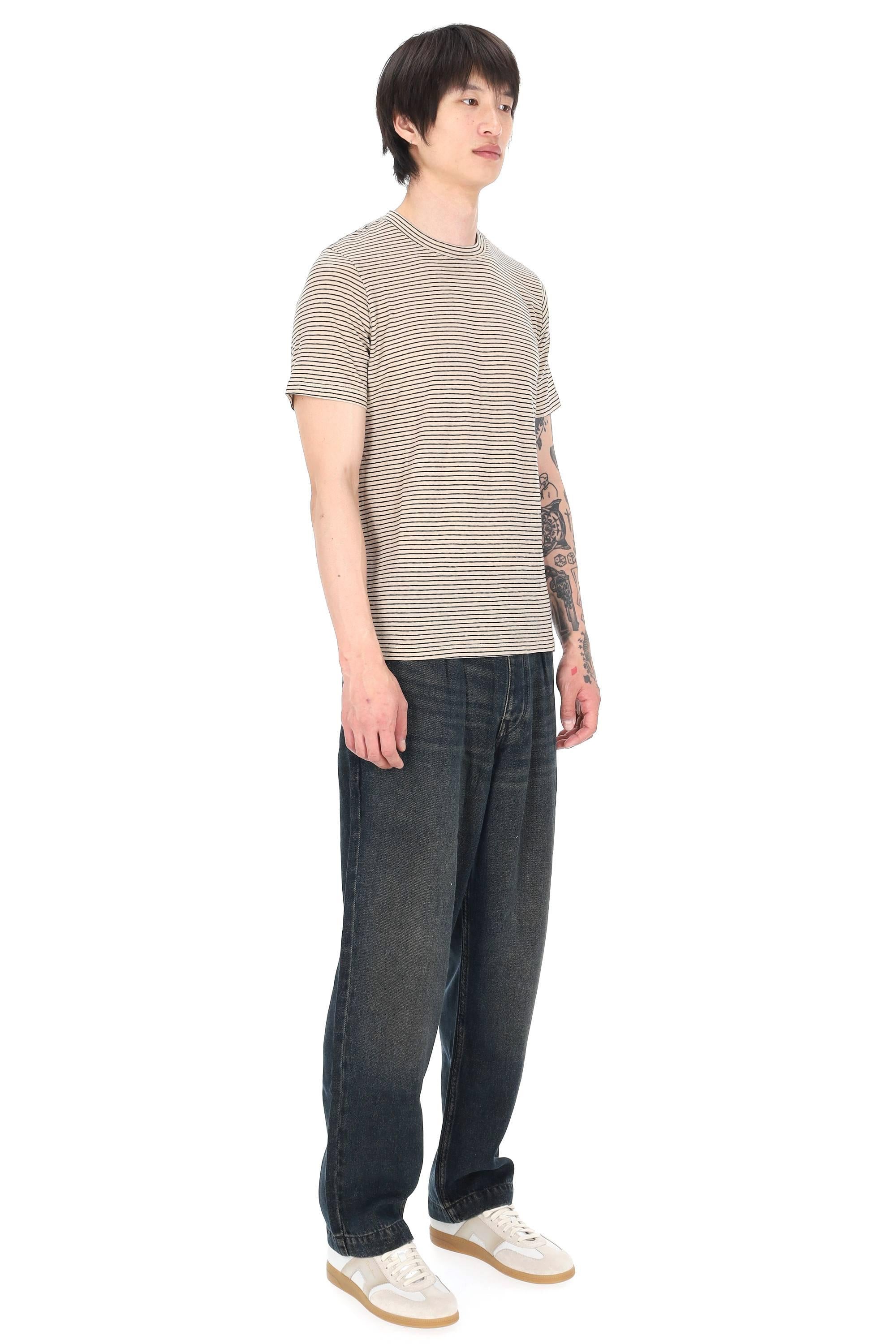 Isabel Marant T-shirt rigata in cotone-lino mod. Leon TS0063HA-D1N02H BKBE