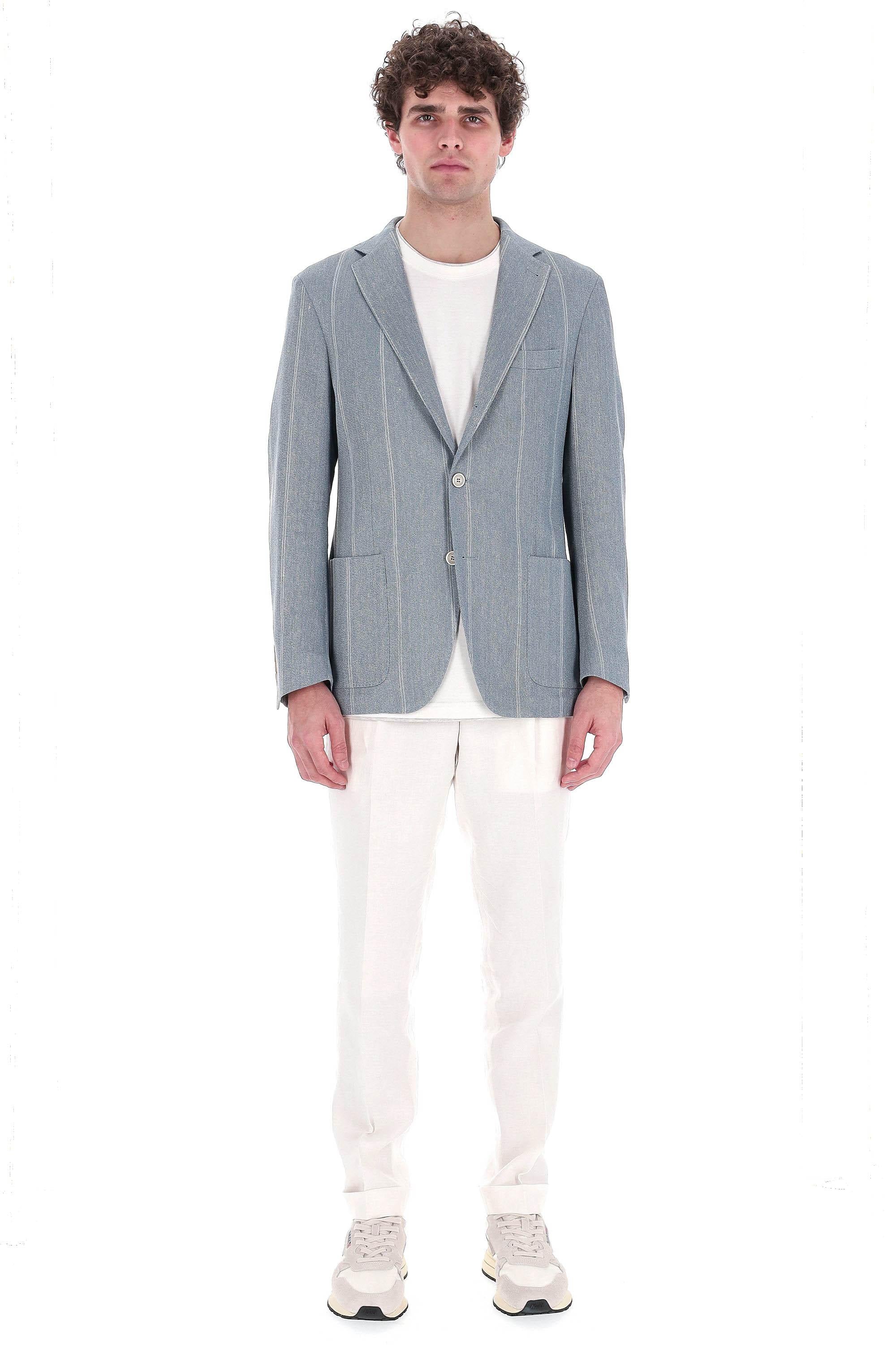Eleventy Giacca gessata in lino-cotone comfort K70GIAI01 TES0K039 08