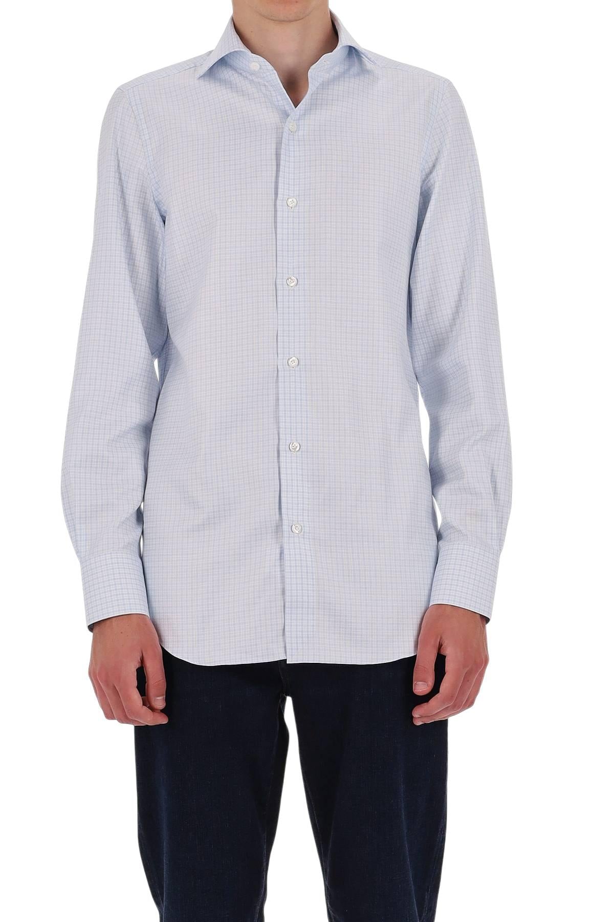 Finamore Camicia in cotone micro quadretto linea Milano ML 460187 C0784 02