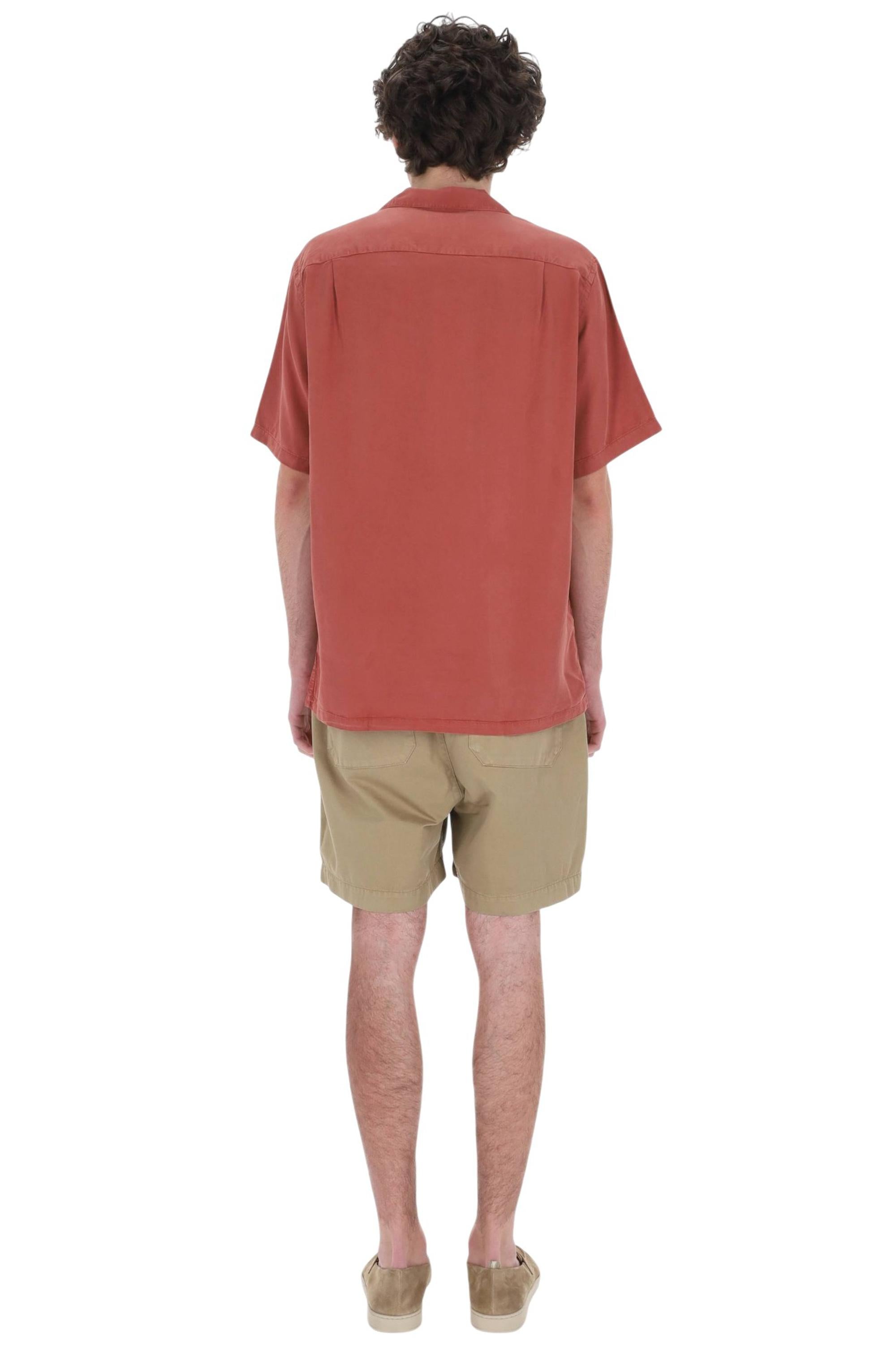 Portuguese Flannel Camicia Dogtown in tencel collo bowling 032/2 TERRACOTTA