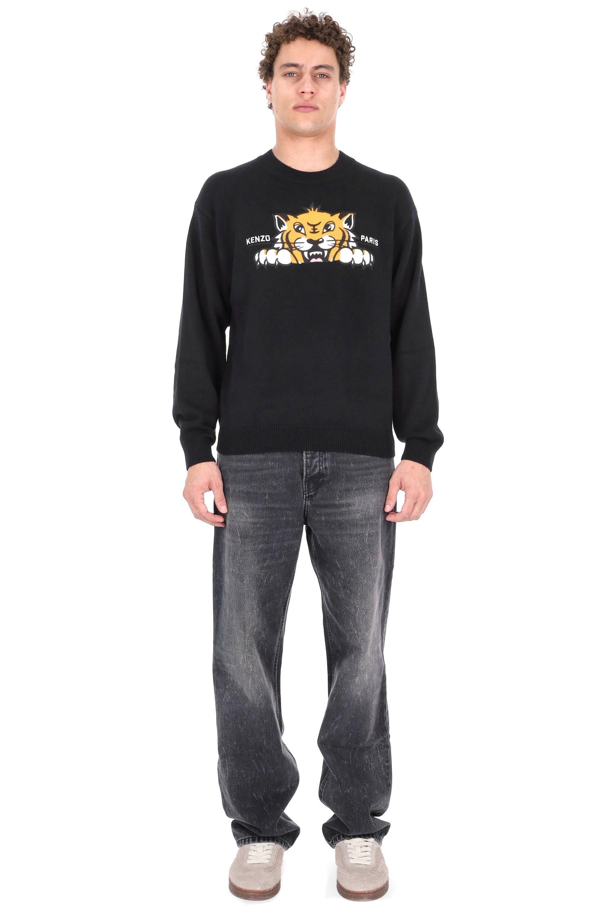 Kenzo Maglia girocollo in lana-cotone Happy Tiger FF65PU7503LI 99J