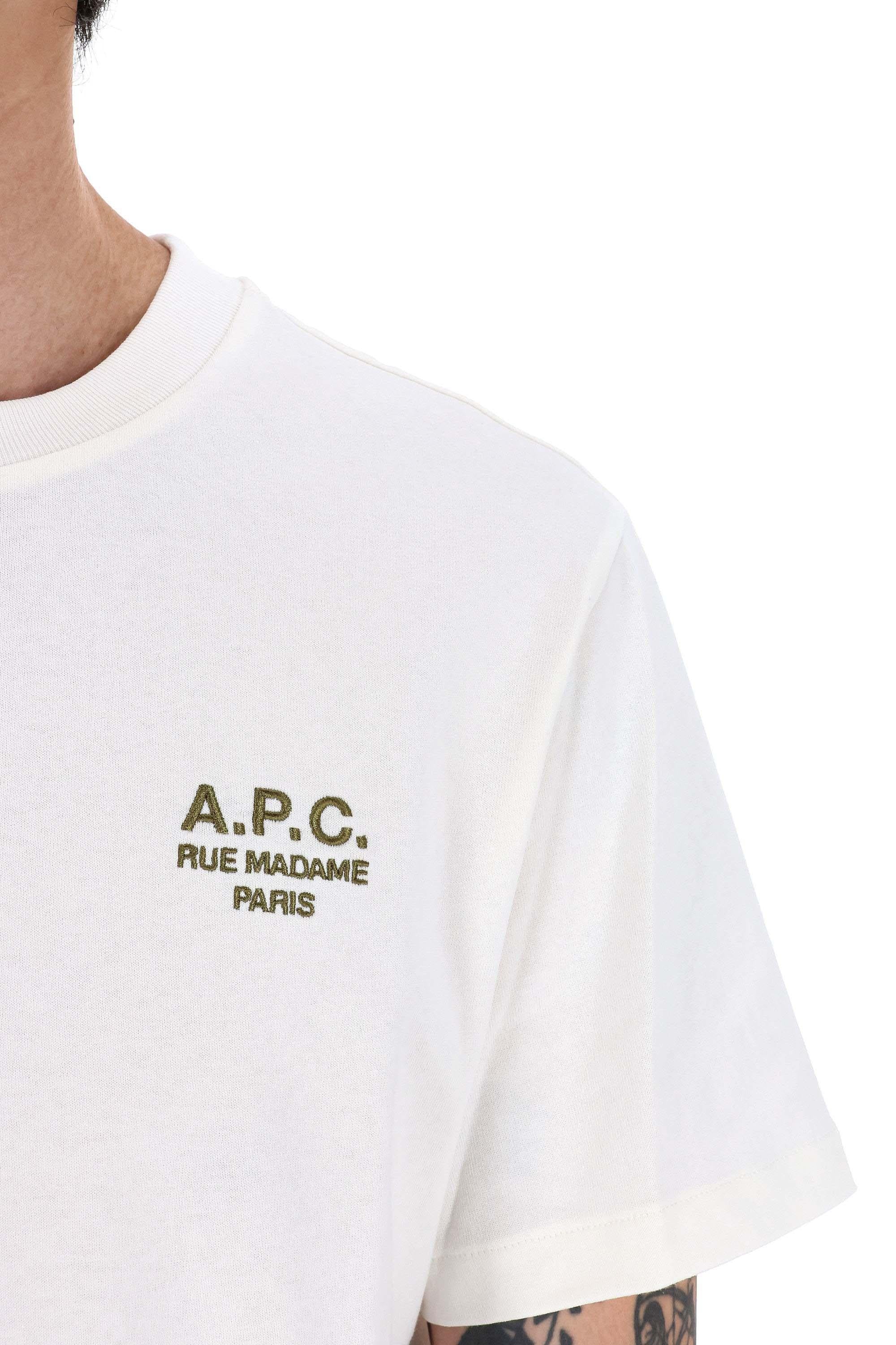 A.P.C. T-shirt in cotone con logo A.P.C COHBU M26388 BLANC/KAKI