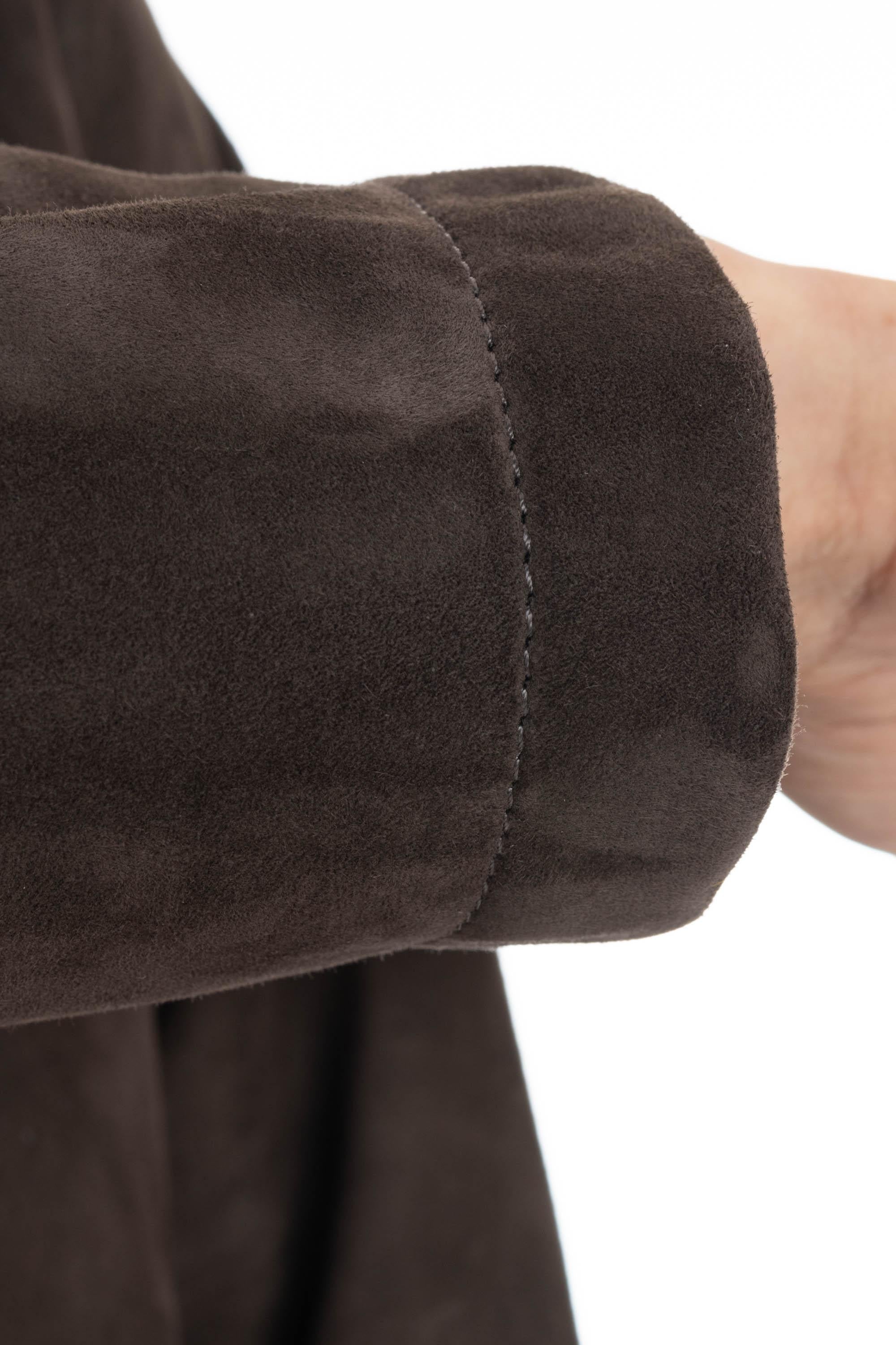 Cappotto in pelle scamosciata 47557-U BROWN Salvatore Santoro
