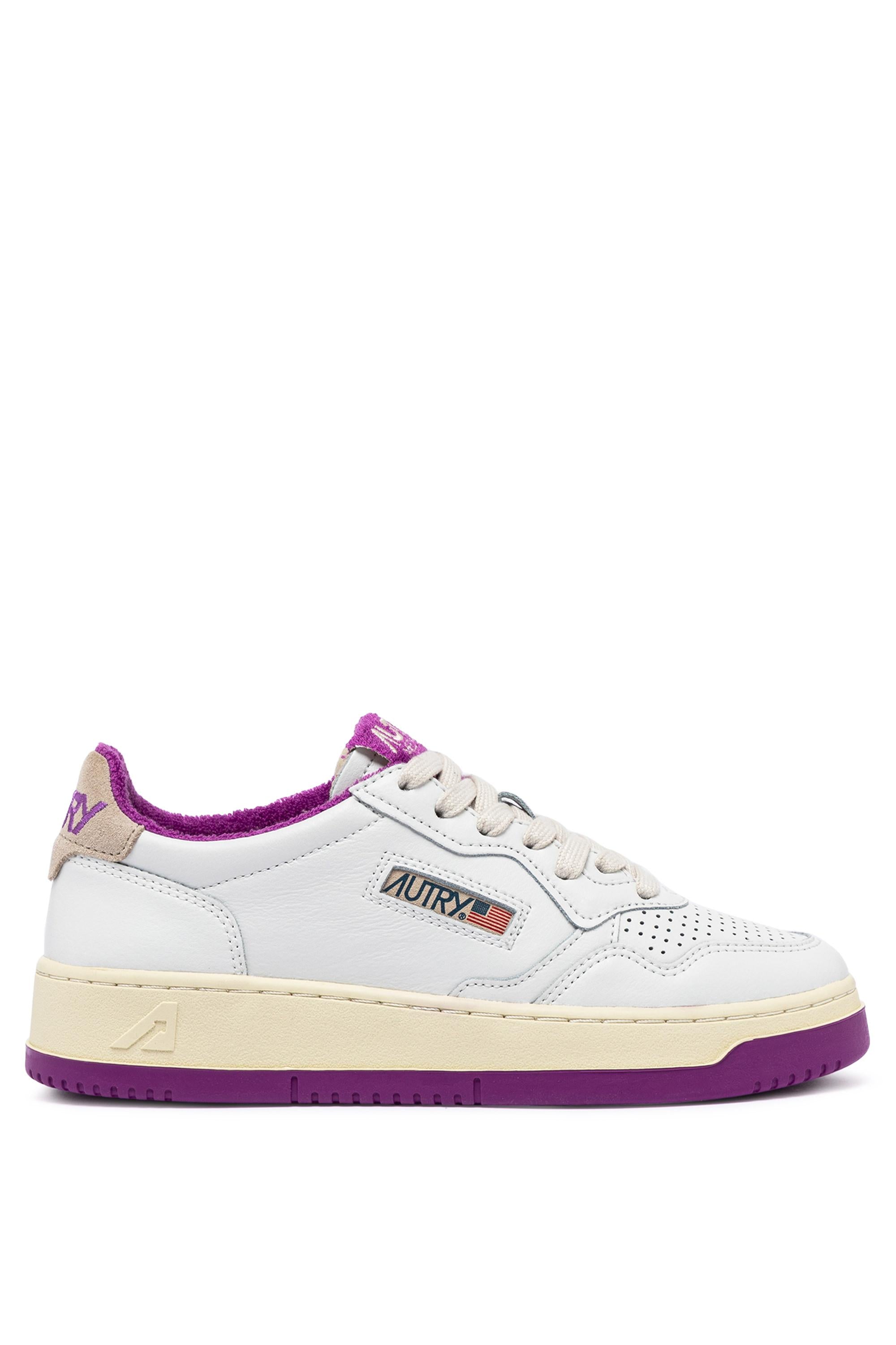 Autry Sneaker donna Medalist in pelle con dettagli in spugna fucsia AULW VS04 WHT/HYVL