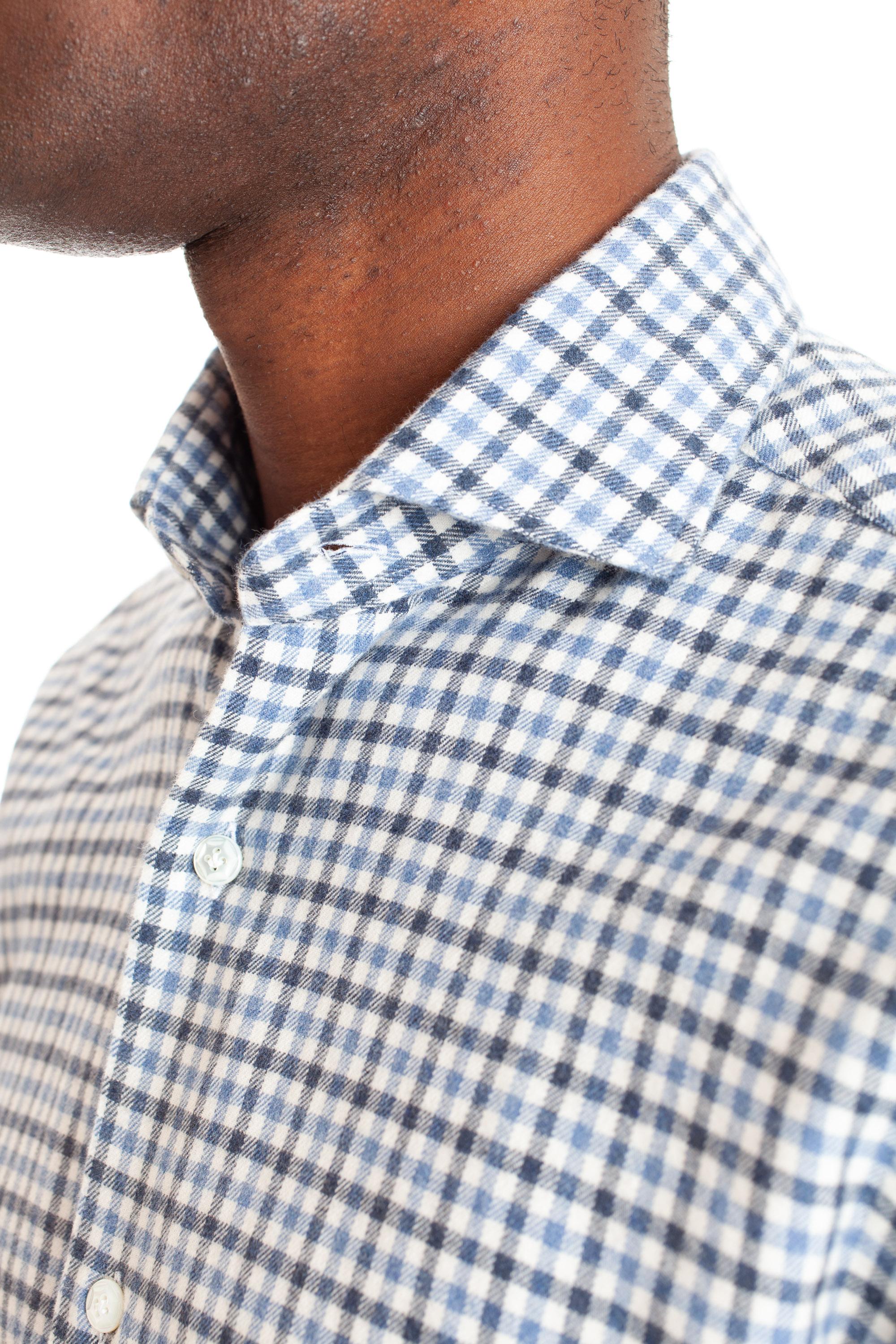 Barba Camicia in flanenlla fantasia vichy linea Dandylife LIU13P0136016.X BI/BLU