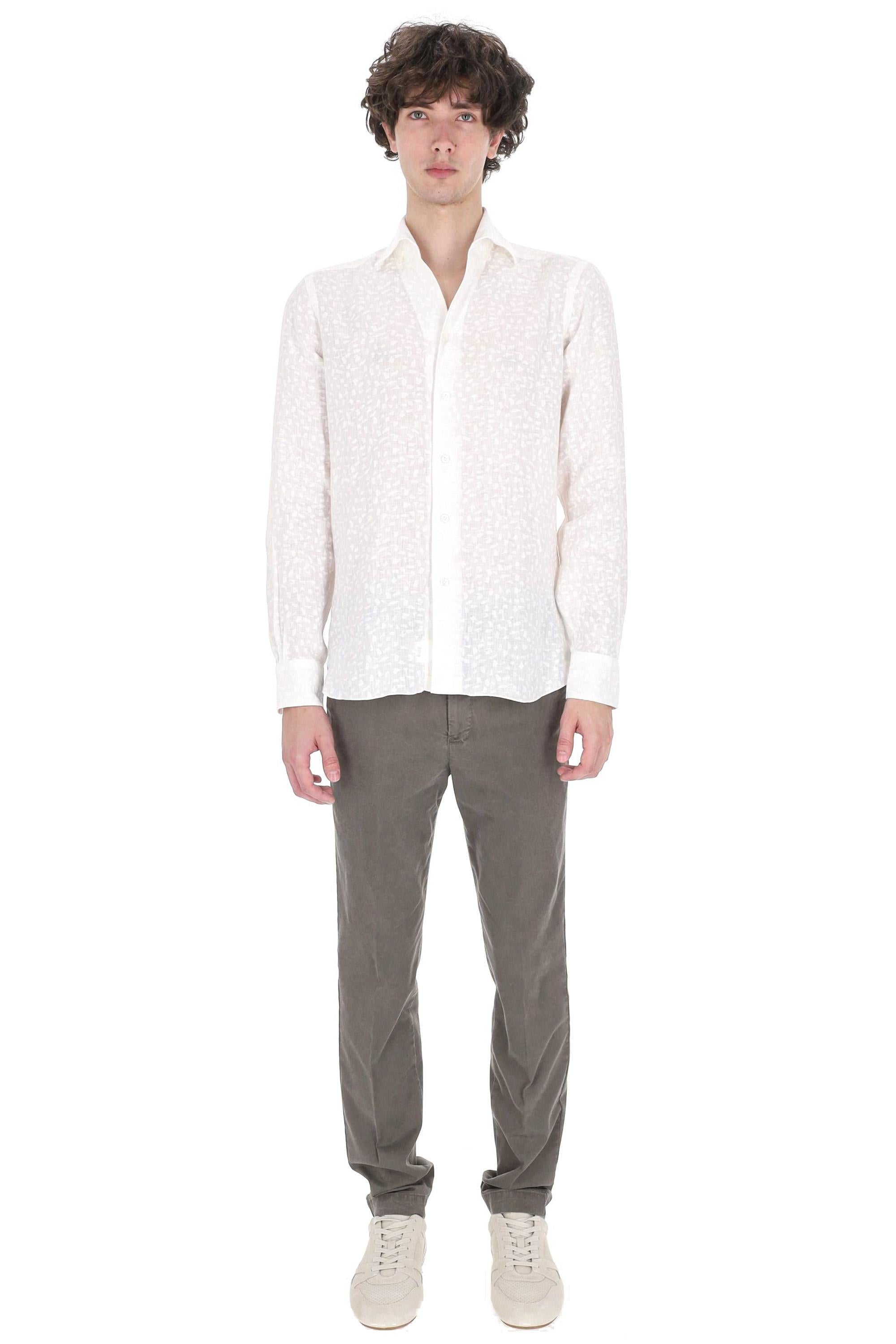 Barba Camicia collo paramontura in lino jacquard linea Culto NSFR2P0154063.U 0001