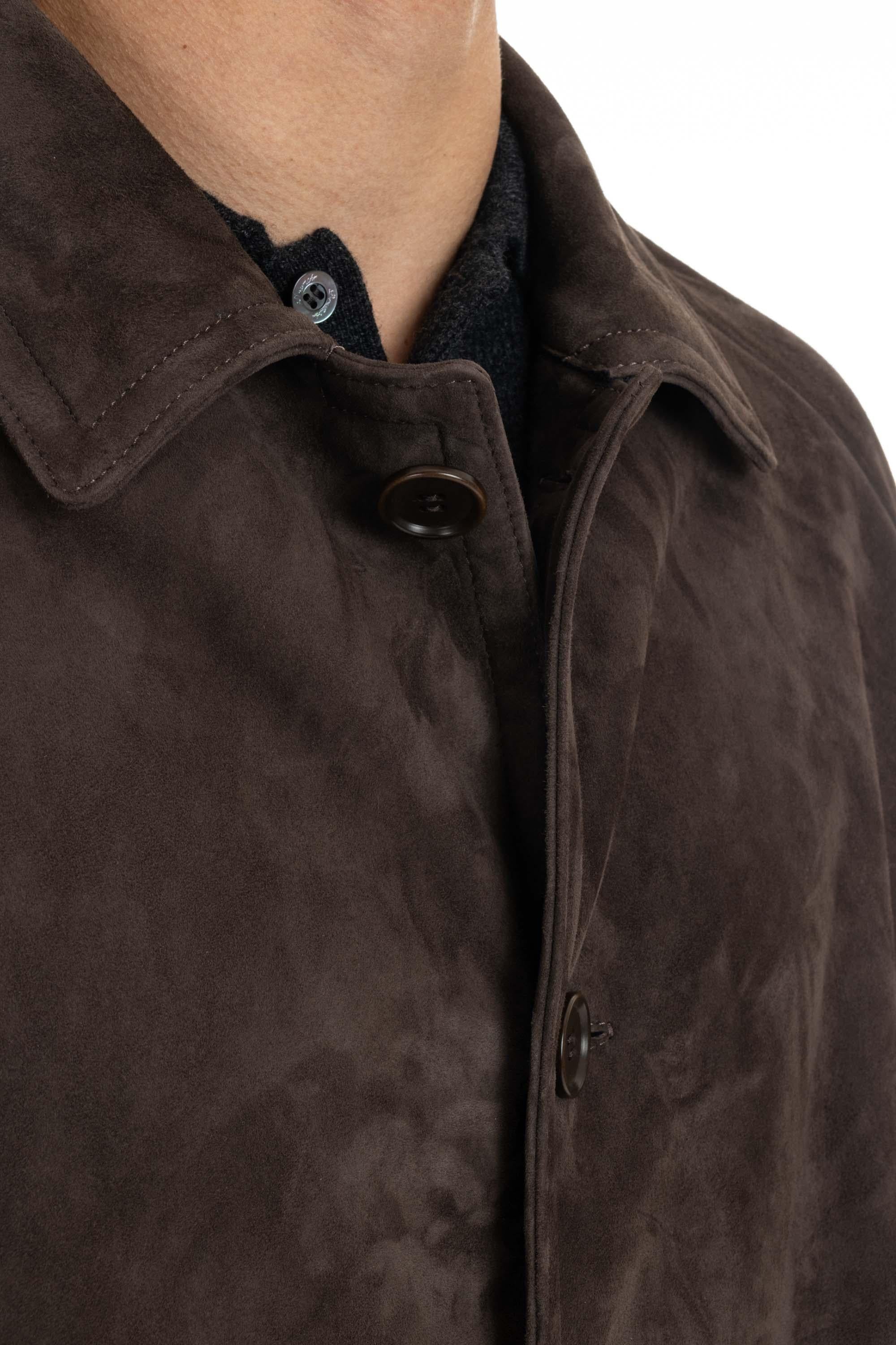Cappotto in pelle scamosciata 47557-U BROWN Salvatore Santoro