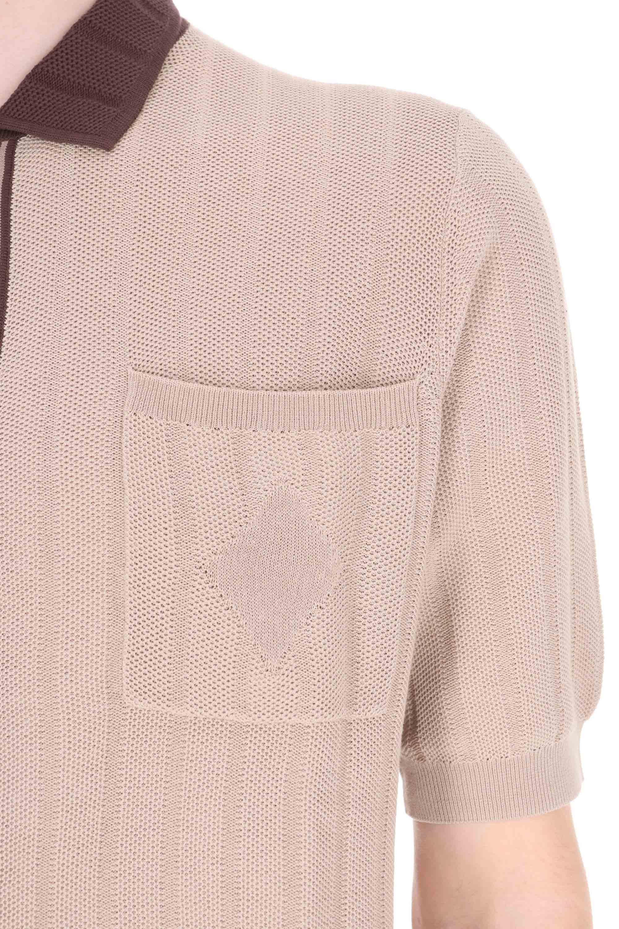 Ballantyne Polo-camicia in cotone tramato con profili in contrasto B2H034 14C13 94539