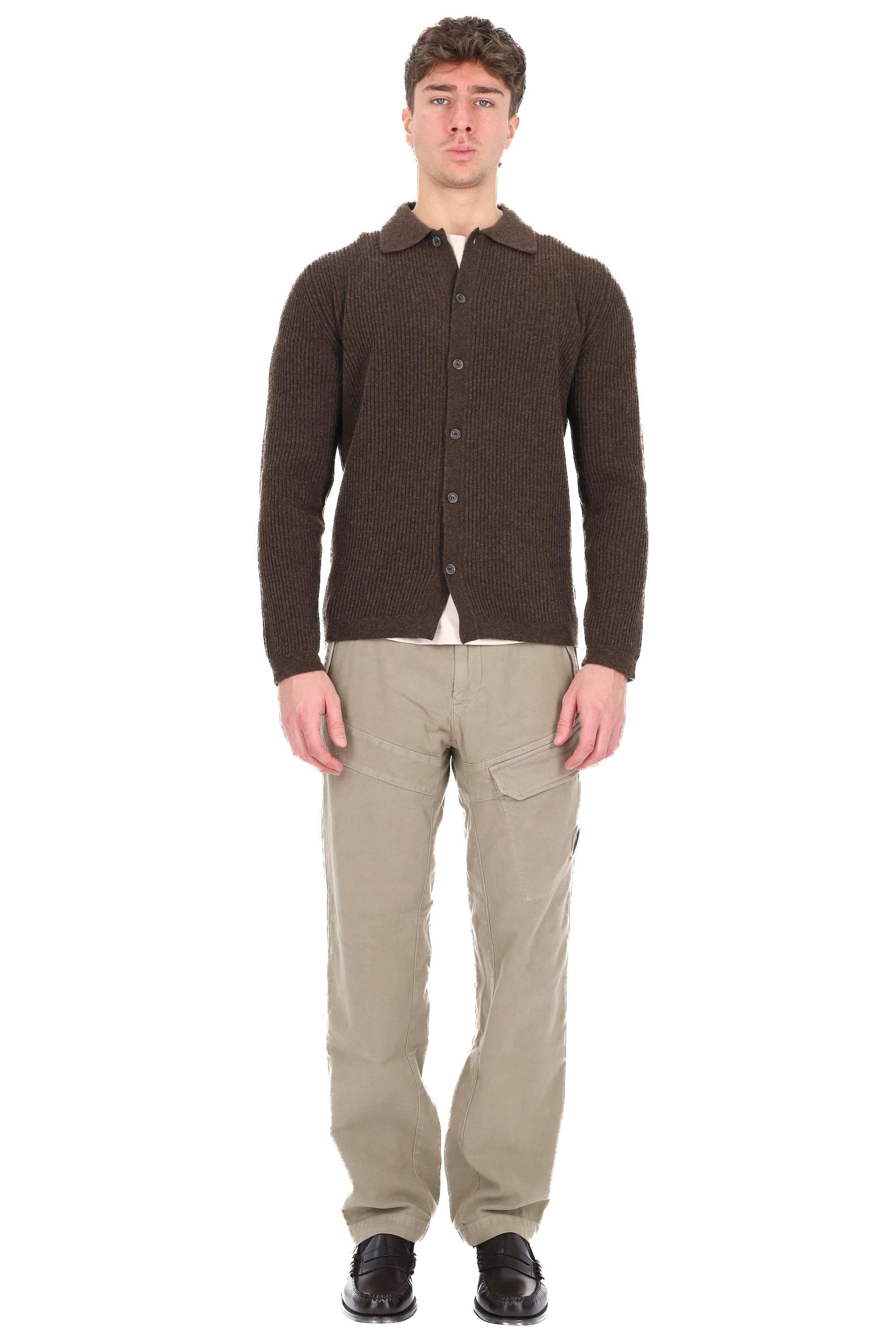 Barba Maglia abbottonata con colletto camicia in lana a costine BR06 2190 7008 7008