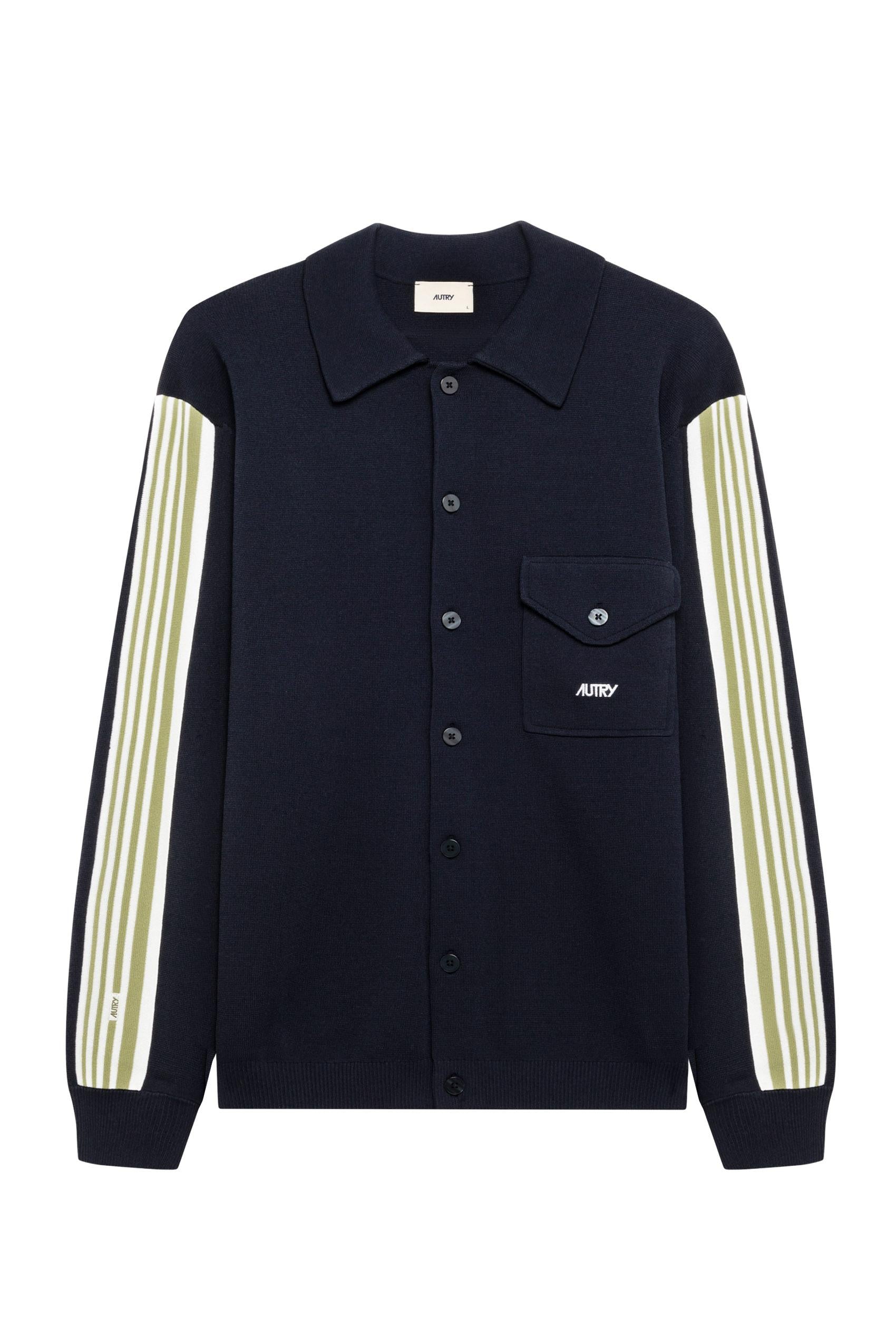Autry Overshirt in viscosa-nylon con dettagli bande JAPM 026B KNIT BLUE