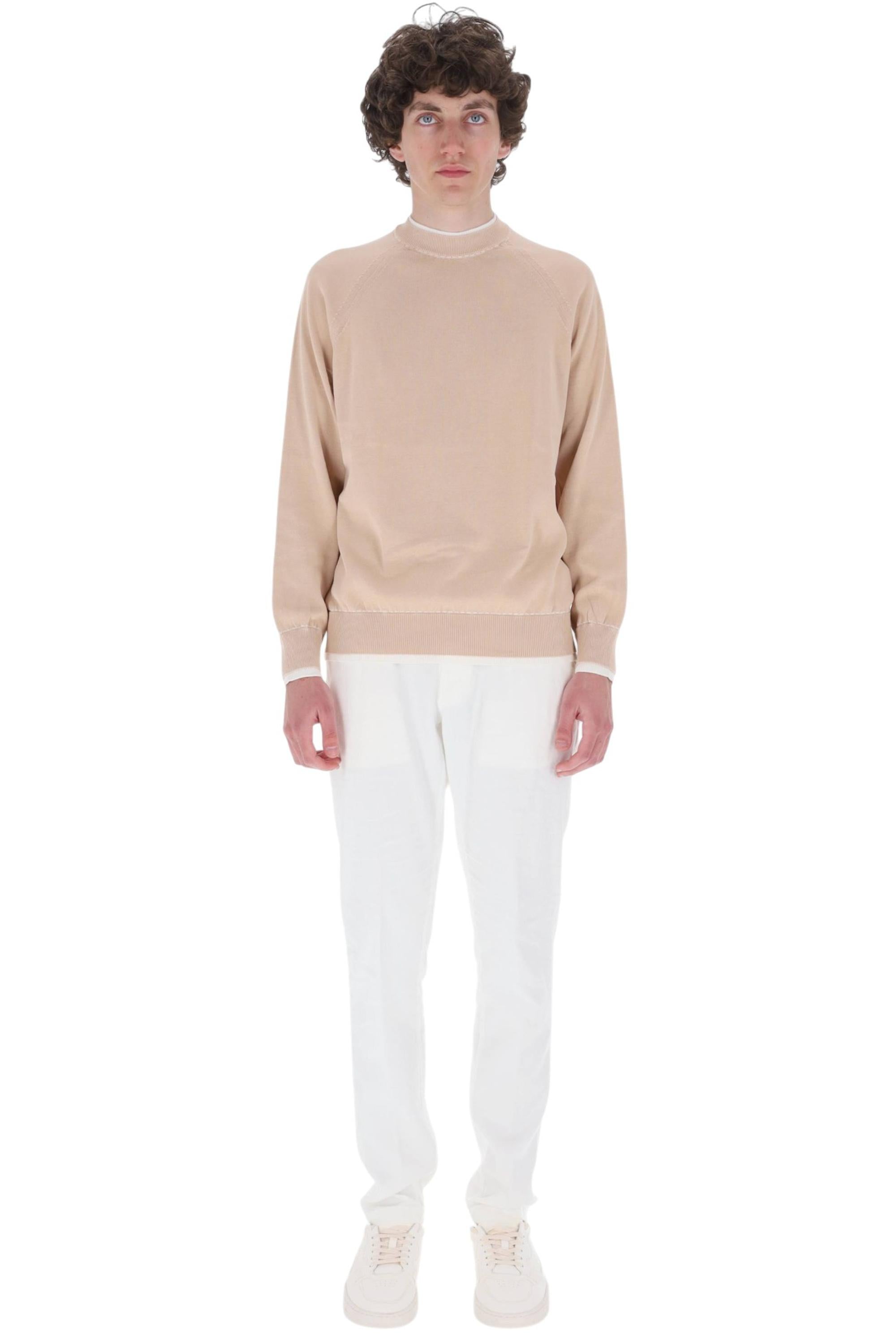 Eleventy Maglia girocollo in cotone con doppi profili M76MAGM28 MAG0M015 102-01