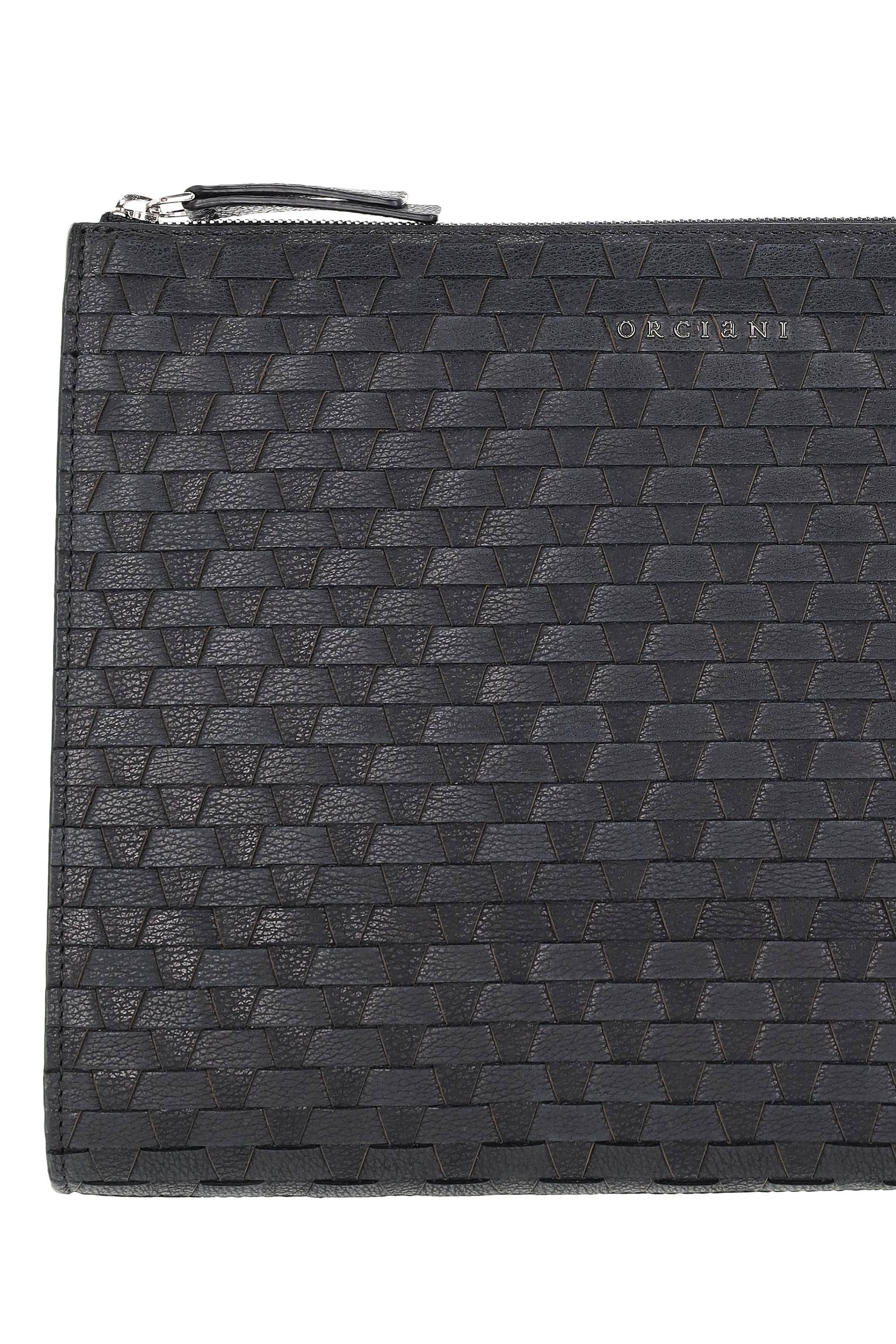 Orciani Portadocumenti in pelle intrecciata P00734_CHW NERO
