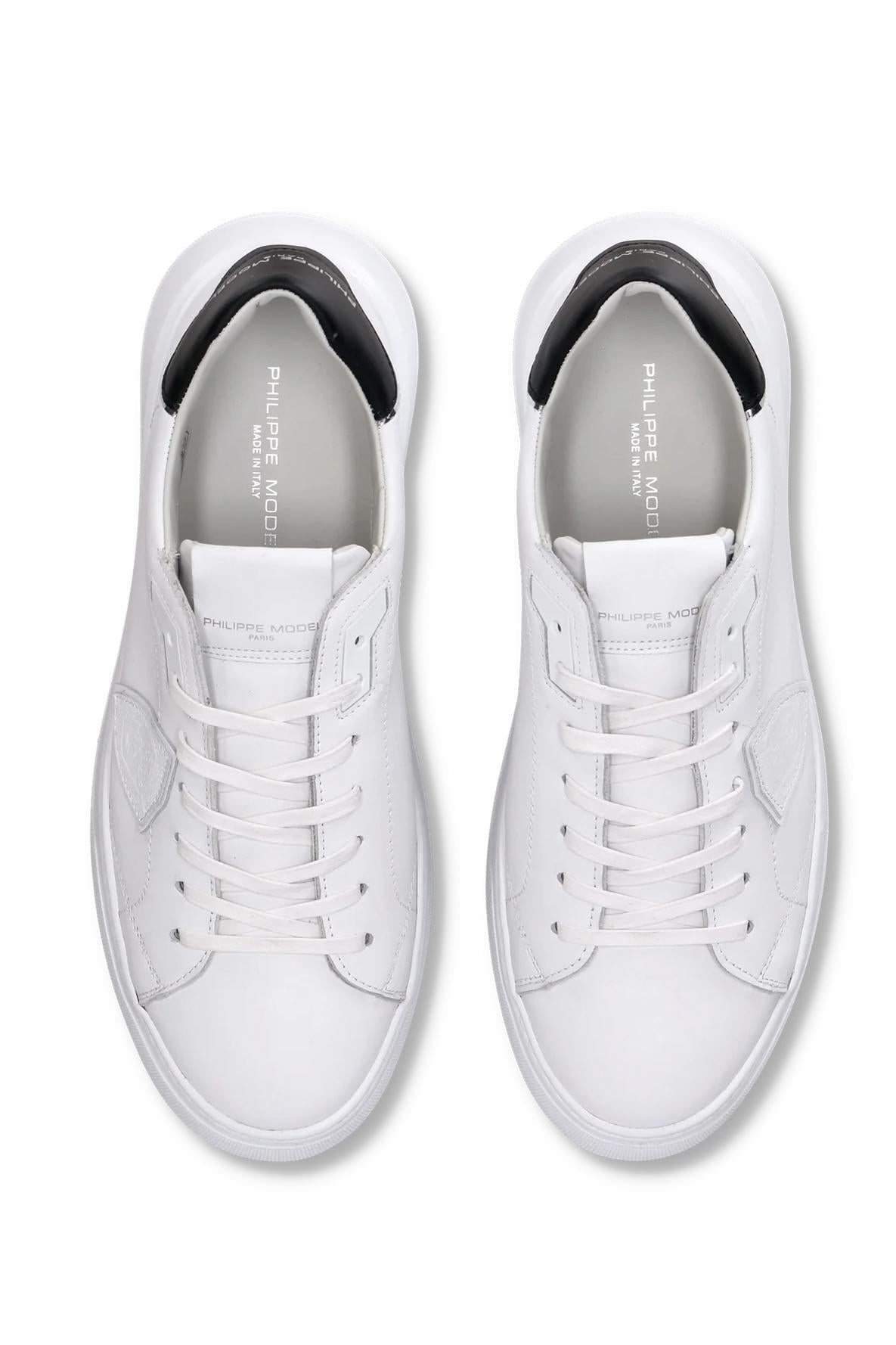 Philippe Model Sneaker low Temple in pelle white con talloncino nero BTLU-V007 WHITE