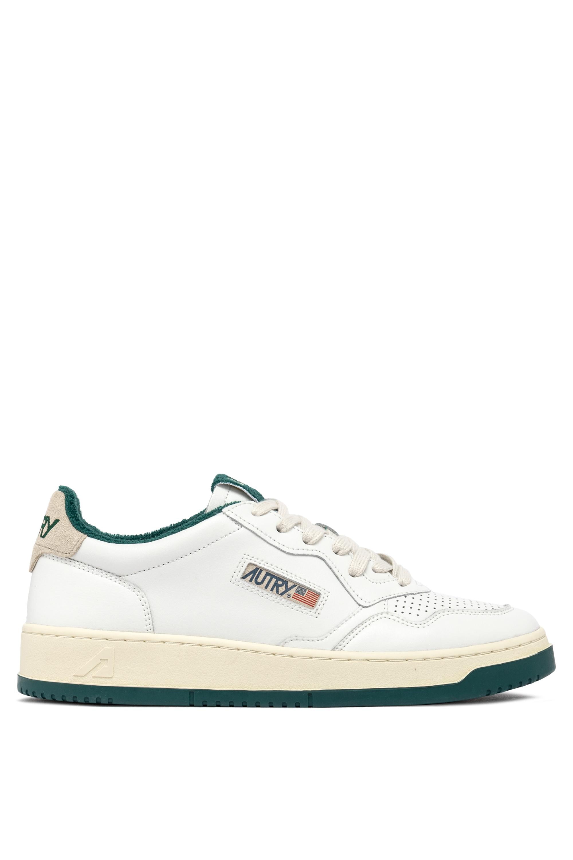 Autry Sneaker Medalist in pelle con dettagli in spugna verde AULM VS06 WHT/FOR
