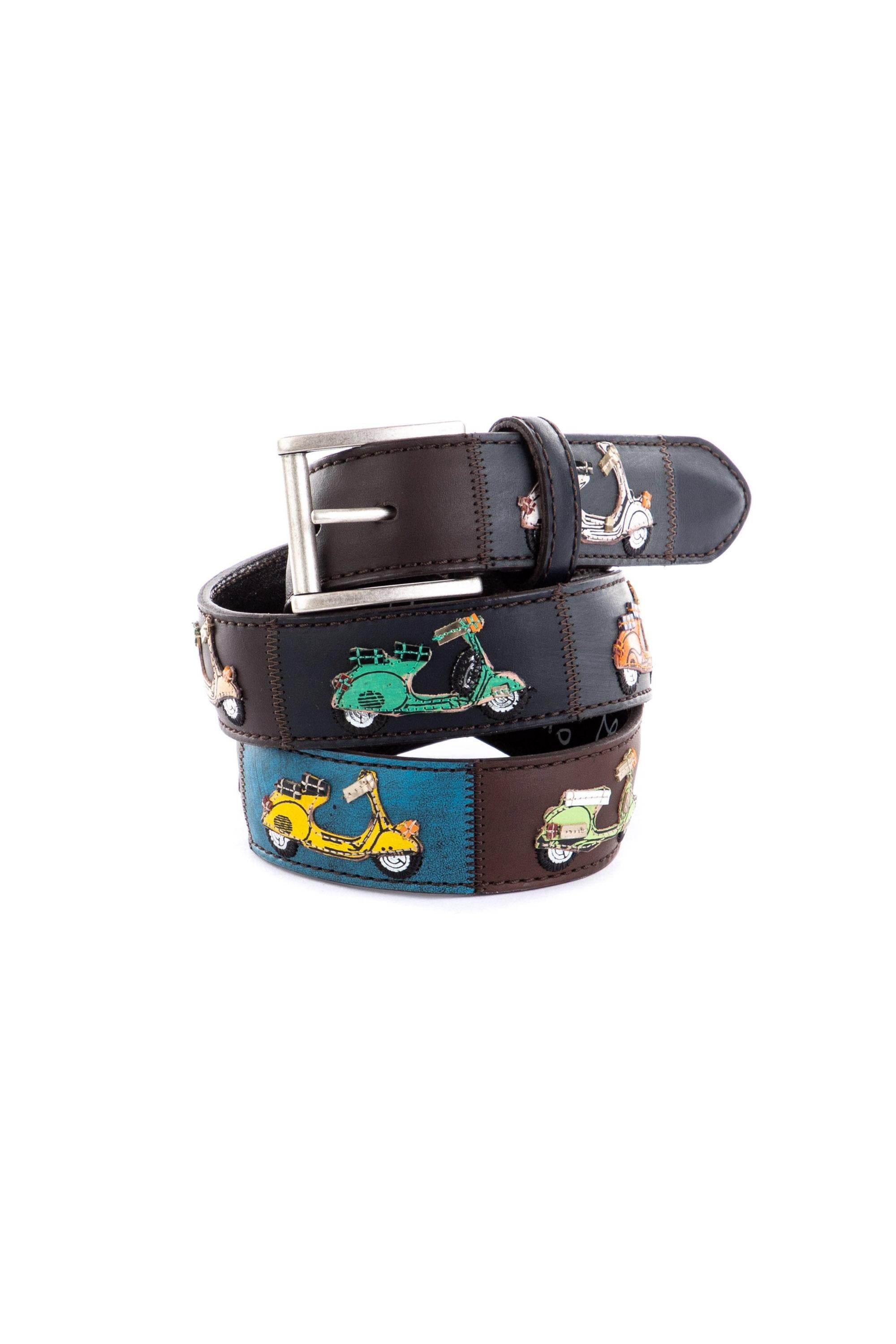 Artigianato Italiano Cintura artigianale in pelle "Vespe in Cornice" VESPA CORN NN