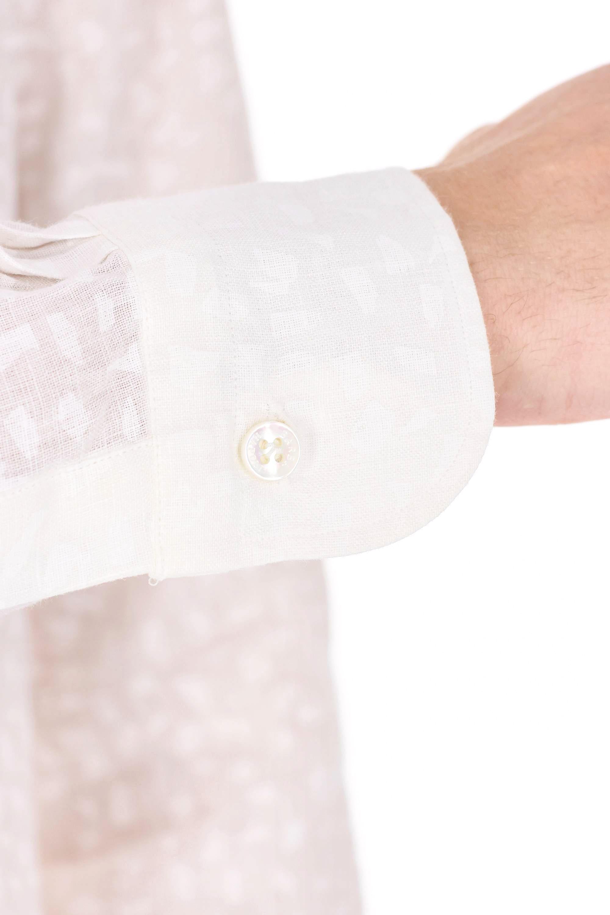 Barba Camicia collo paramontura in lino jacquard linea Culto NSFR2P0154063.U 0001