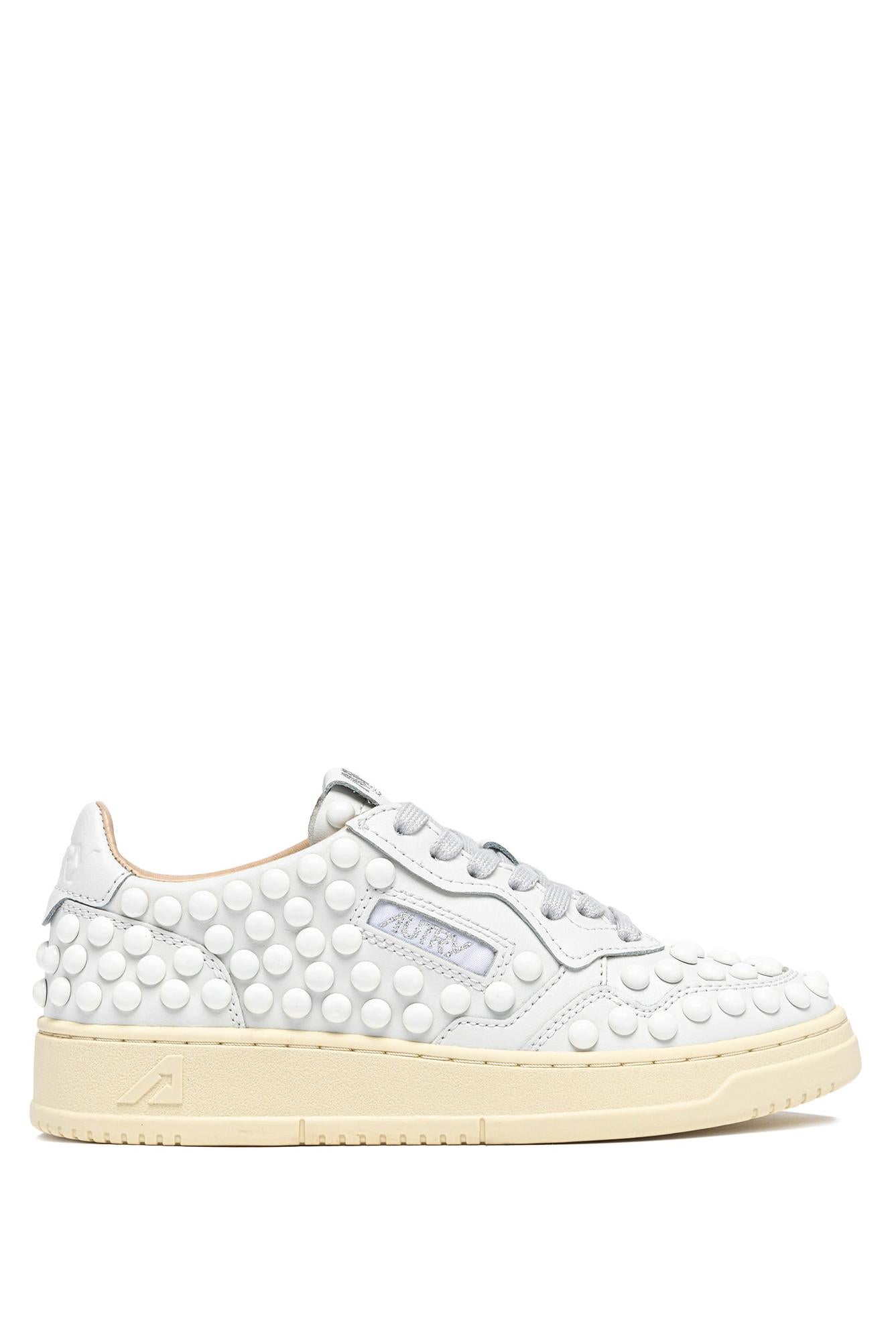 Autry Sneaker donna Medalist in pelle con sfere bianche AULW PH01 WHT/WHT
