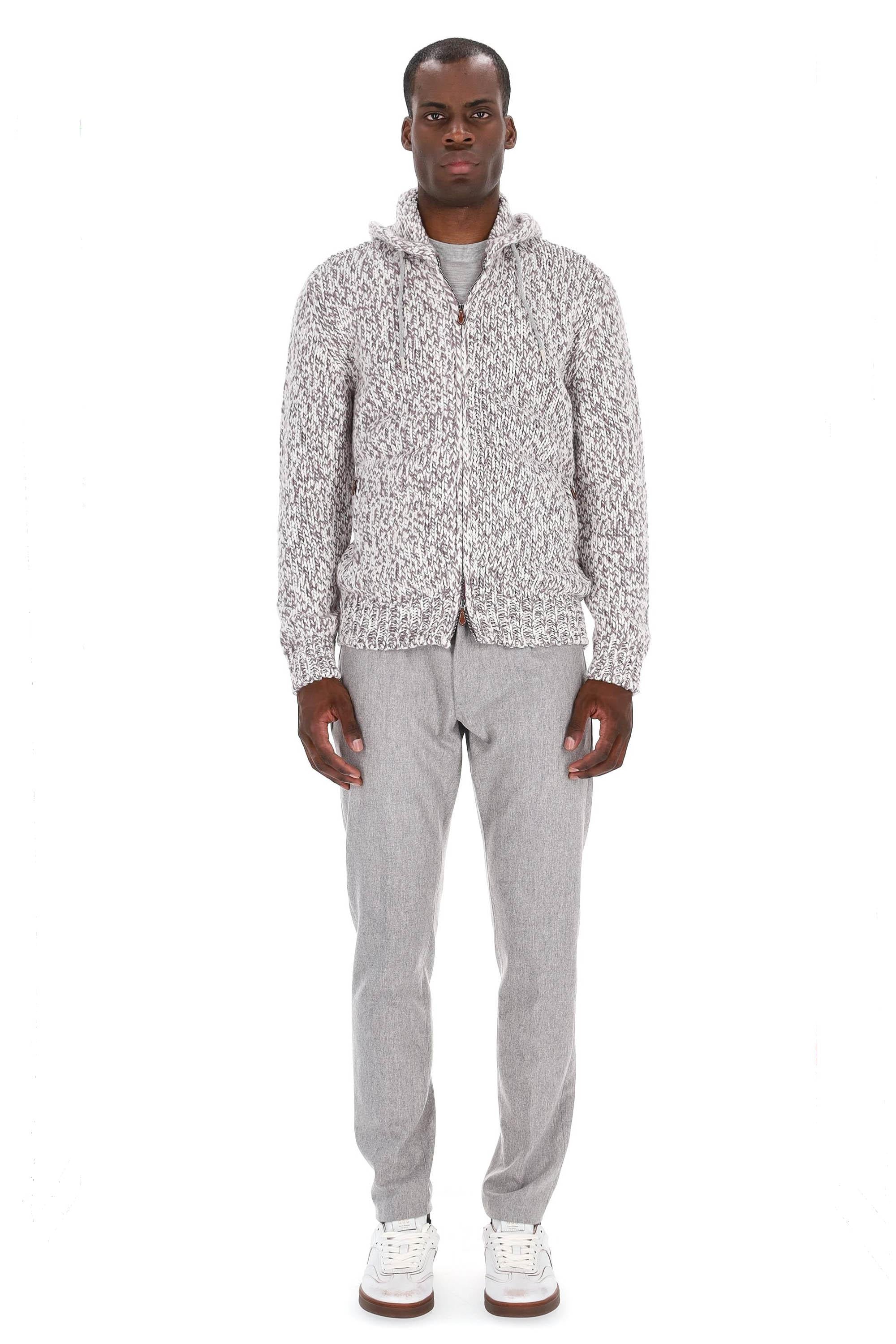 Eleventy Maglia full zip moulinè in cashmere con cappuccio L76MAGL43 MAG0J010/2 81