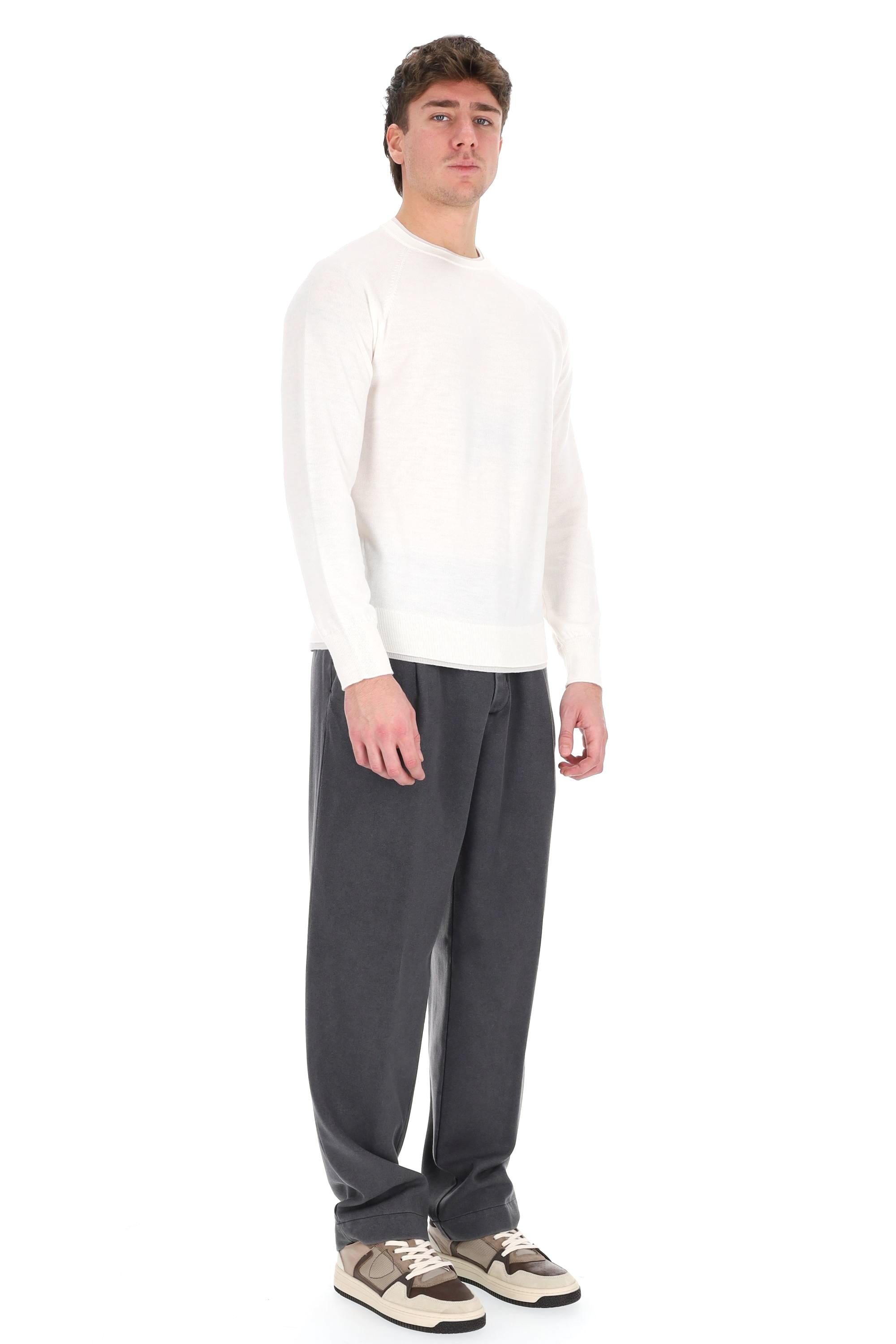 Eleventy Maglia girocollo in lana con doppi profili L76MAGL79 MAG0L029 00-02