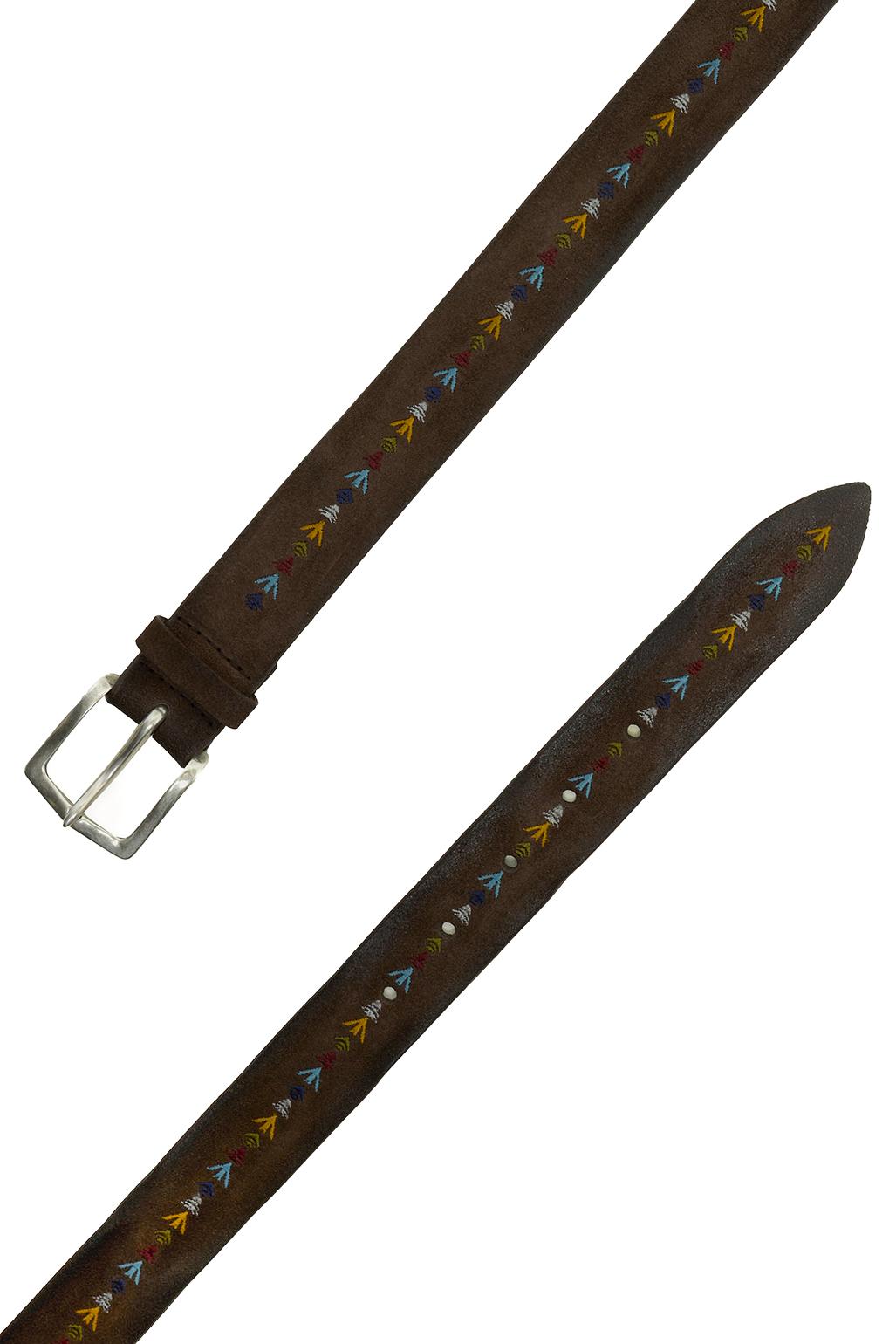 Orciani Cintura in pelle scamosciata con ricami U08392_HNS/2 T.MORO