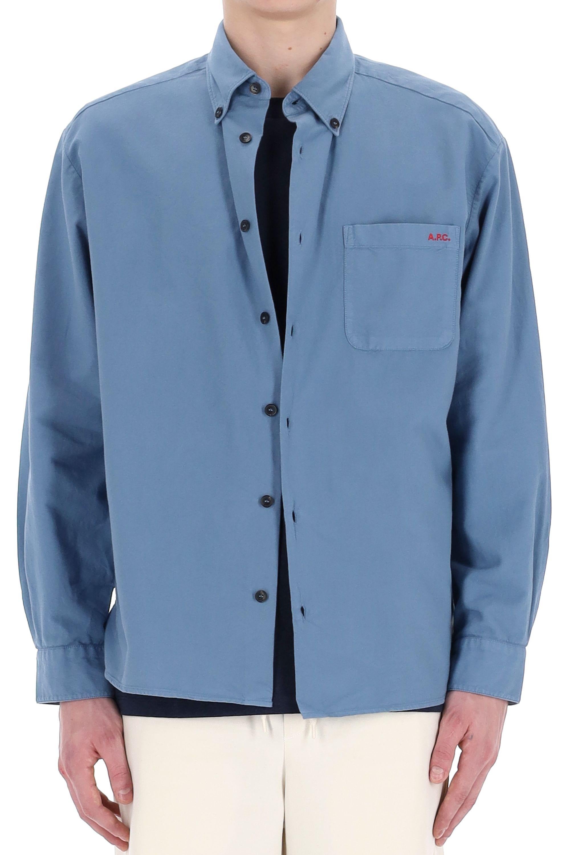 A.P.C. Camicia in cotone con button down e taschino COHAH-H12599 IAC