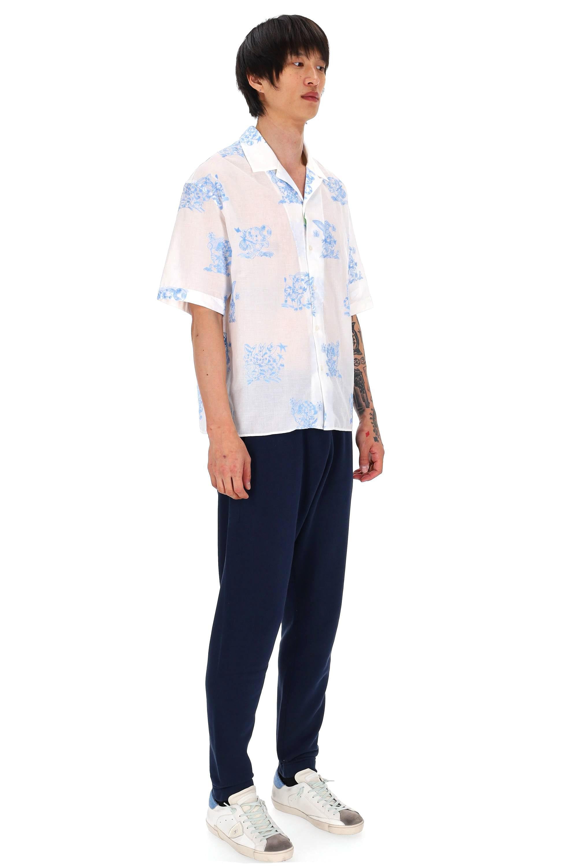 Kenzo Camicia mezza manica in cotone "cartoon hawaiaan" FG55CH1359EG 01
