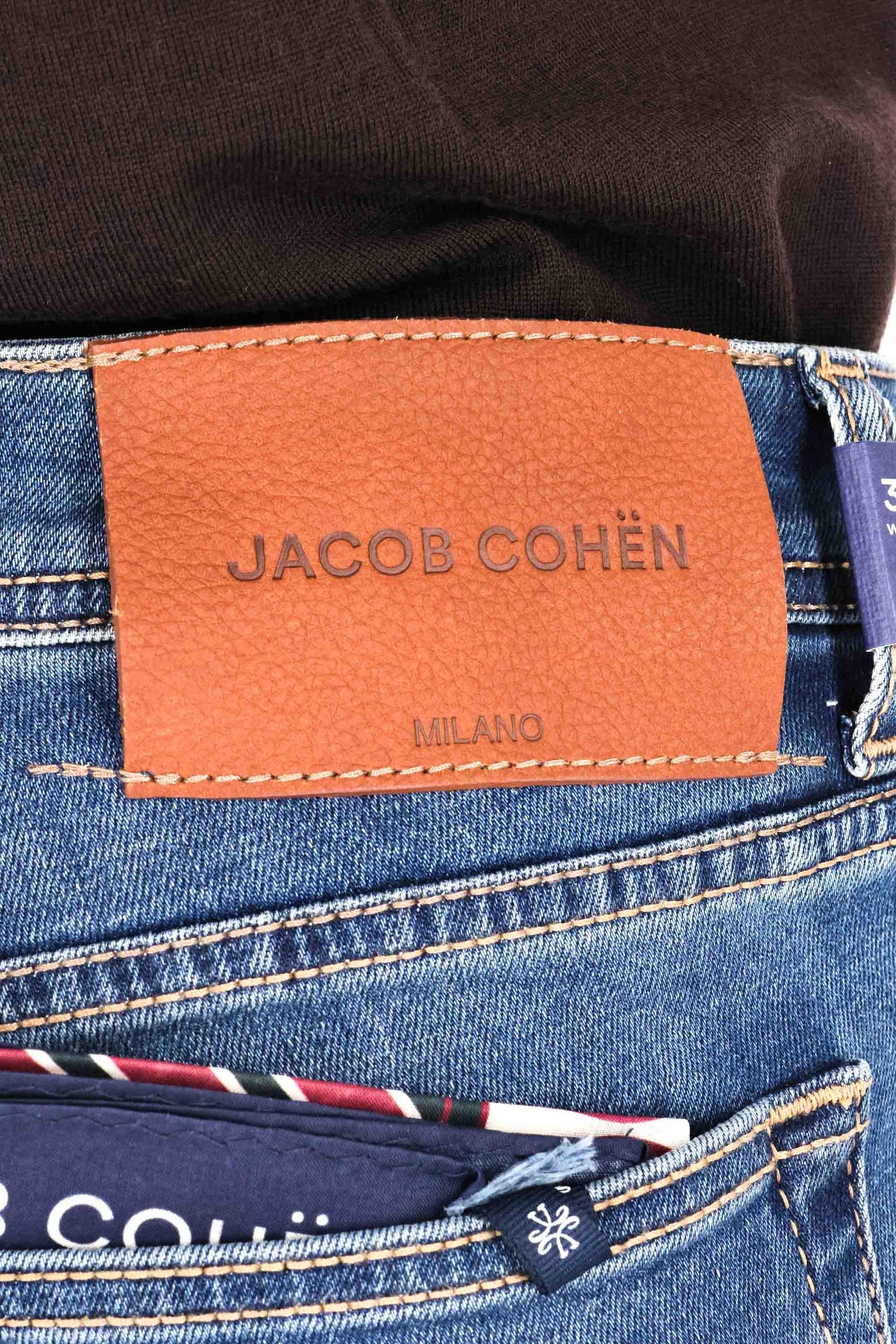 Jacob Cohen Jeans in cotone comfort etichetta pelle marrone JUM_QE006-032-S3624 200D
