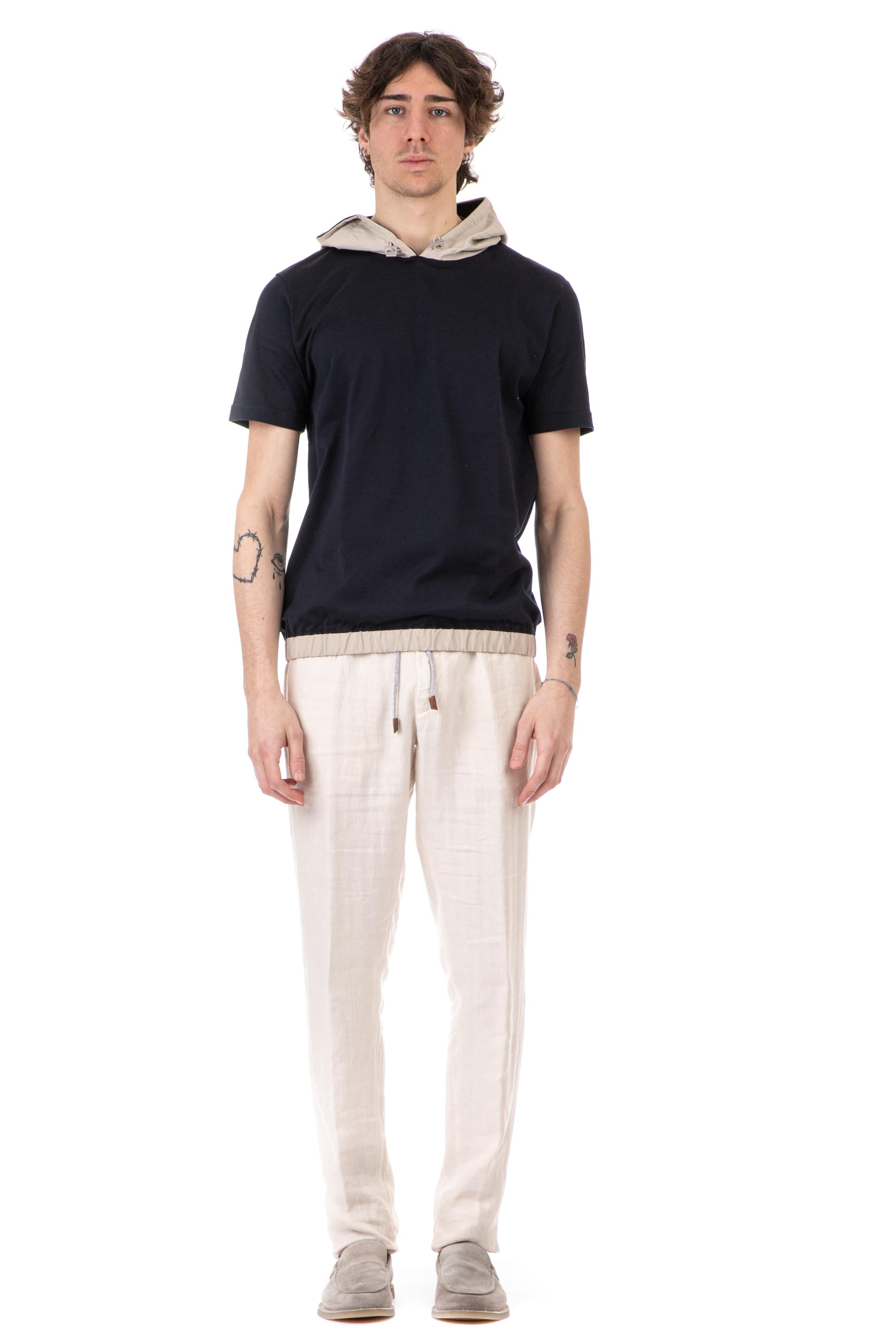 Eleventy T-shirt bimateriale con cappuccio G75TSHG16 TES0G214 11-02