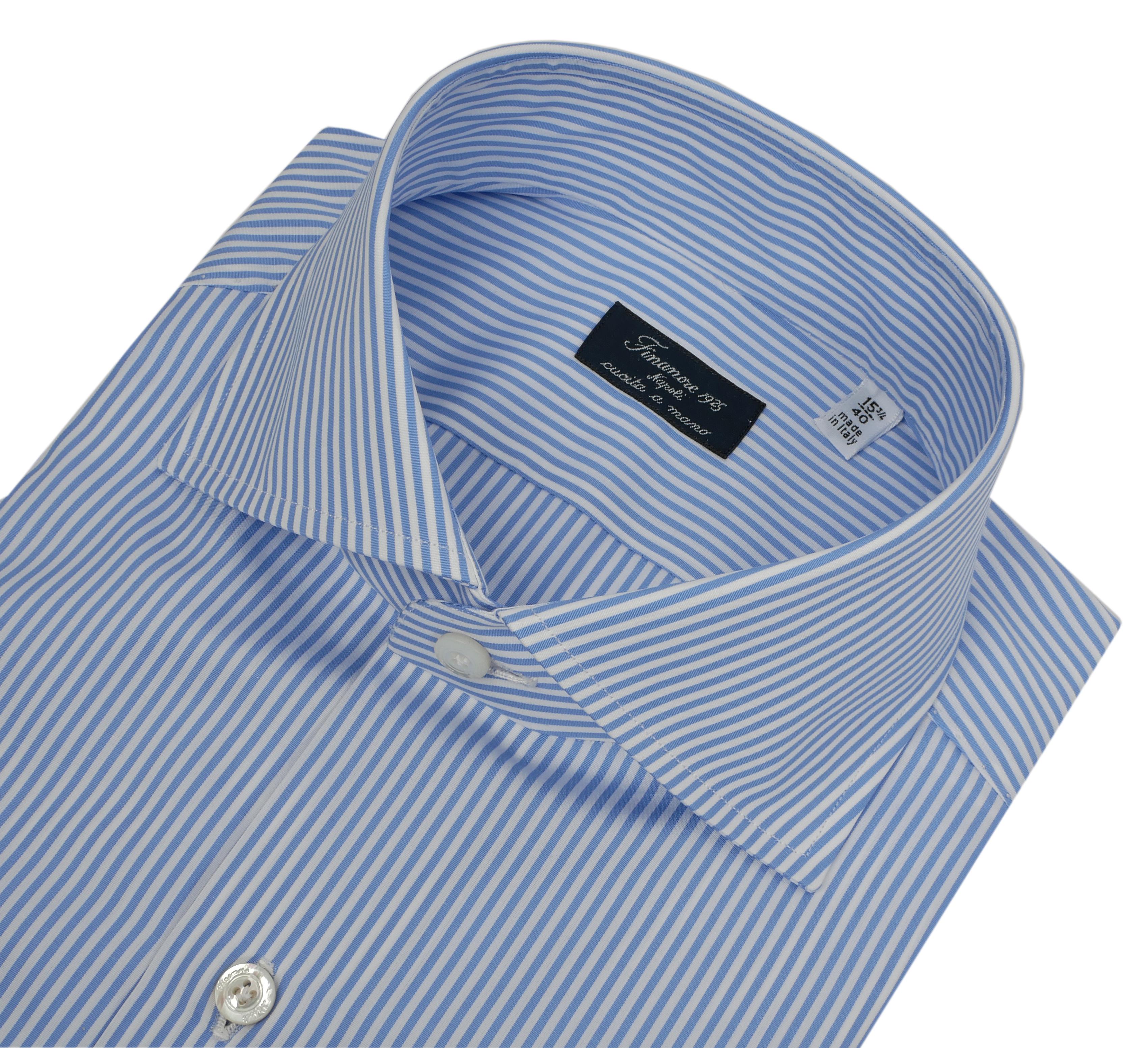 Camicia sartoriale in cotone popeline doppio ritorto linea napoli N-10586-C0116-EDUARDO 19 Finamore