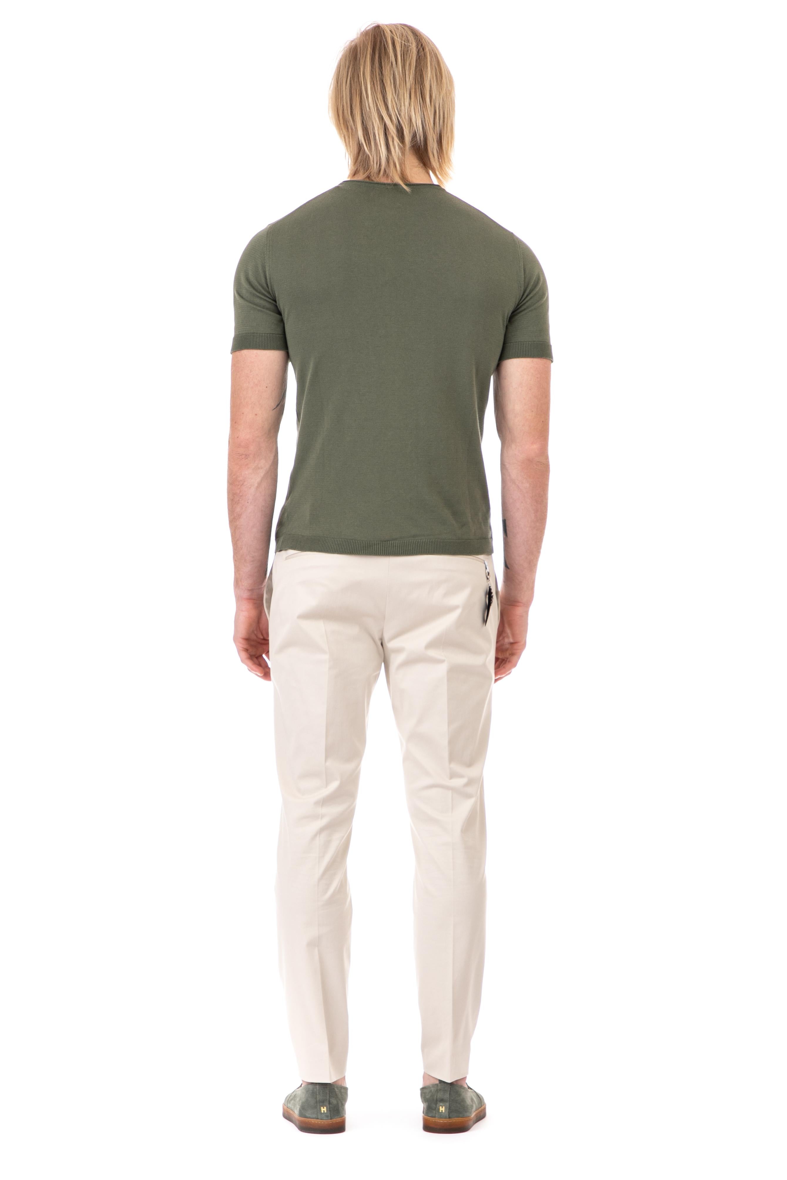 T-shirt in cotone collo rolle' ROLLS/2 VERDE MIL Rakki
