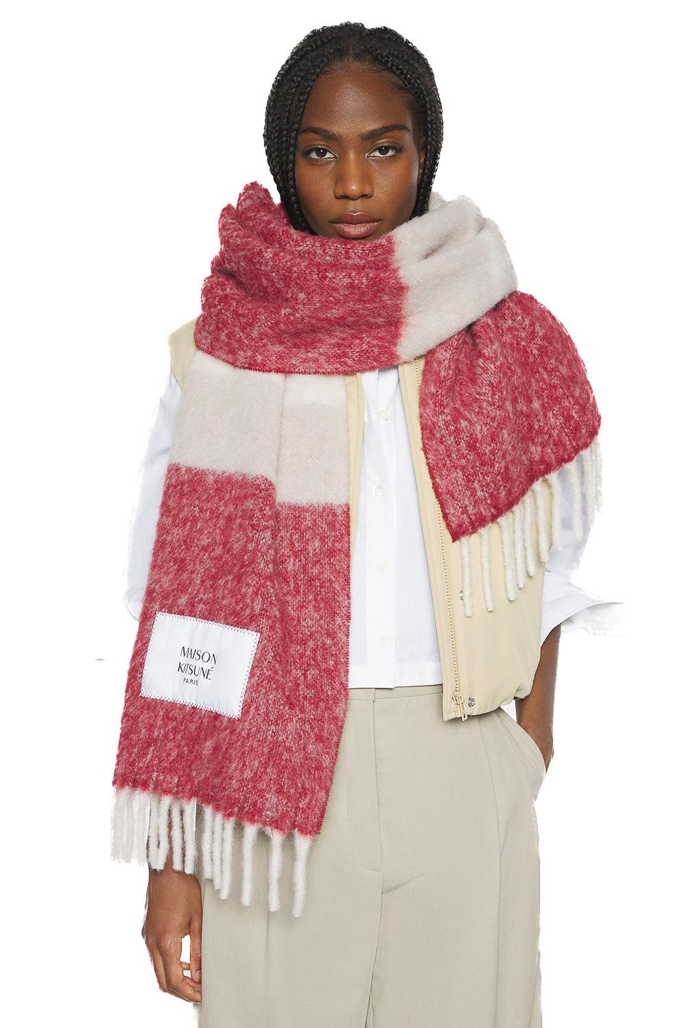 Maison Kitsuné Sciarpa in misto alpaca con logo PM06203WA0022/2 0390