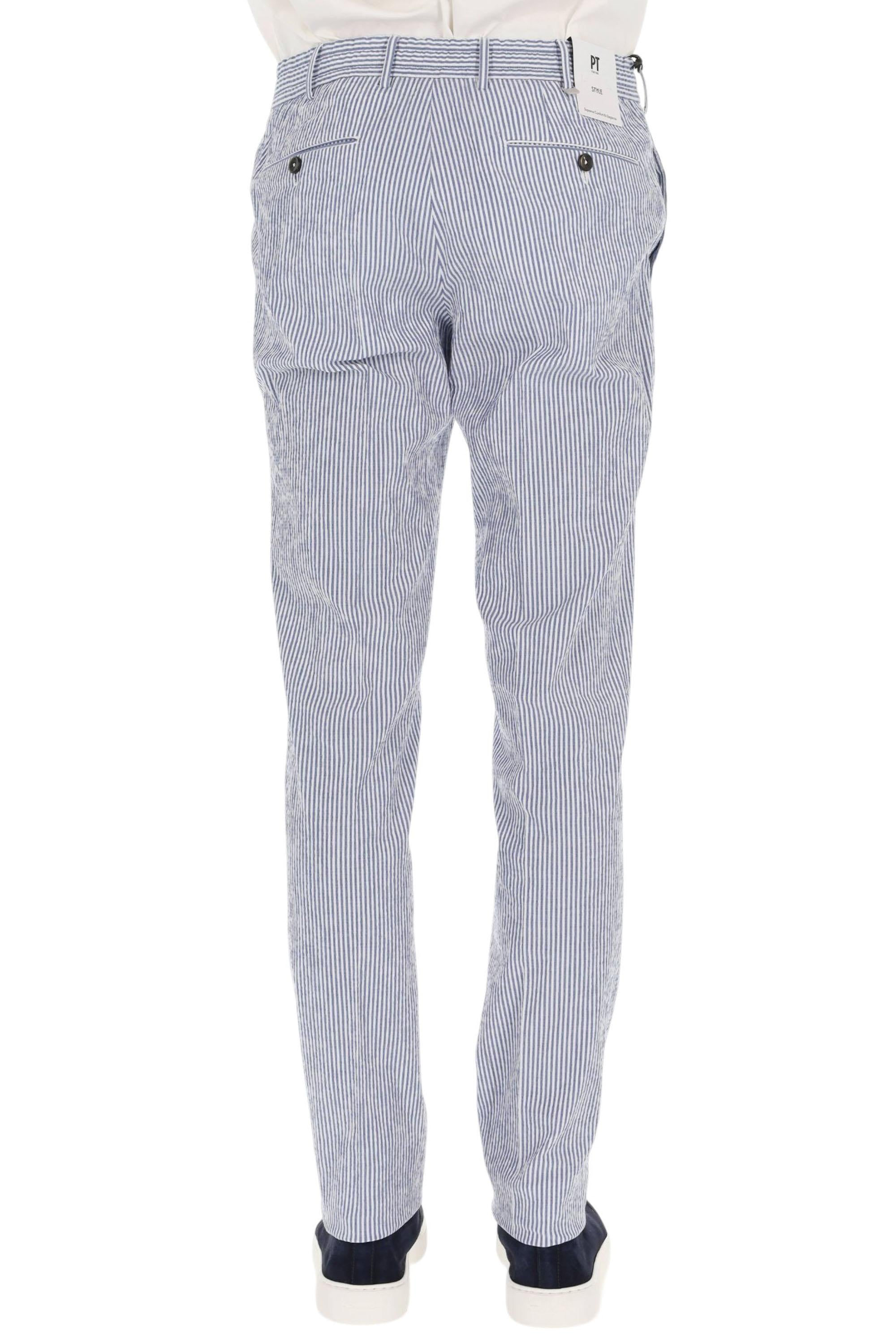 PT Torino Pantalone in seersucher rigato di cotone Slim jogger fit COVSJGZ20CL1 SD83 0340