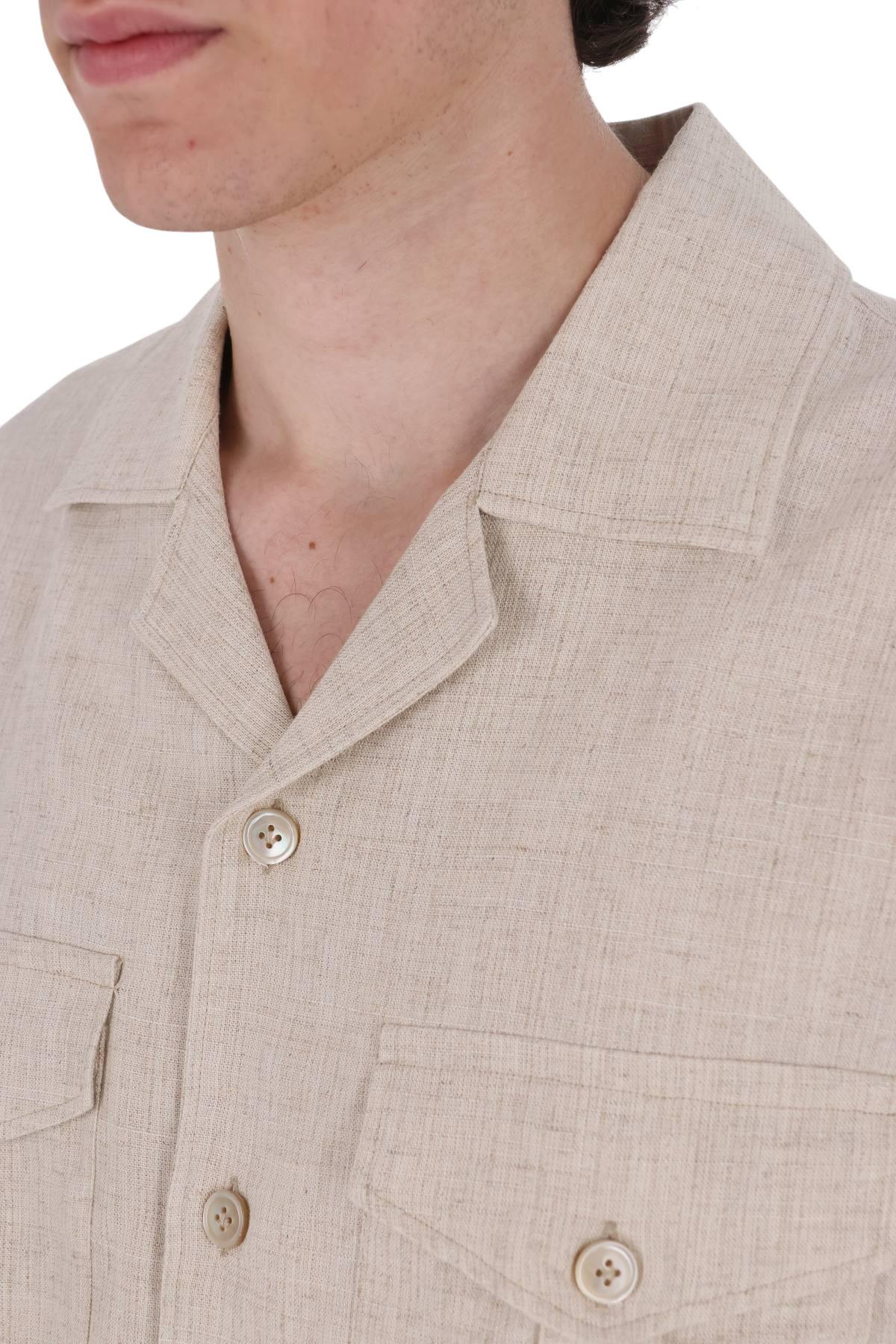 Eleventy Camicia in viscosa-lino-cotone collo bowling M75CAMM04 TES0M134 00