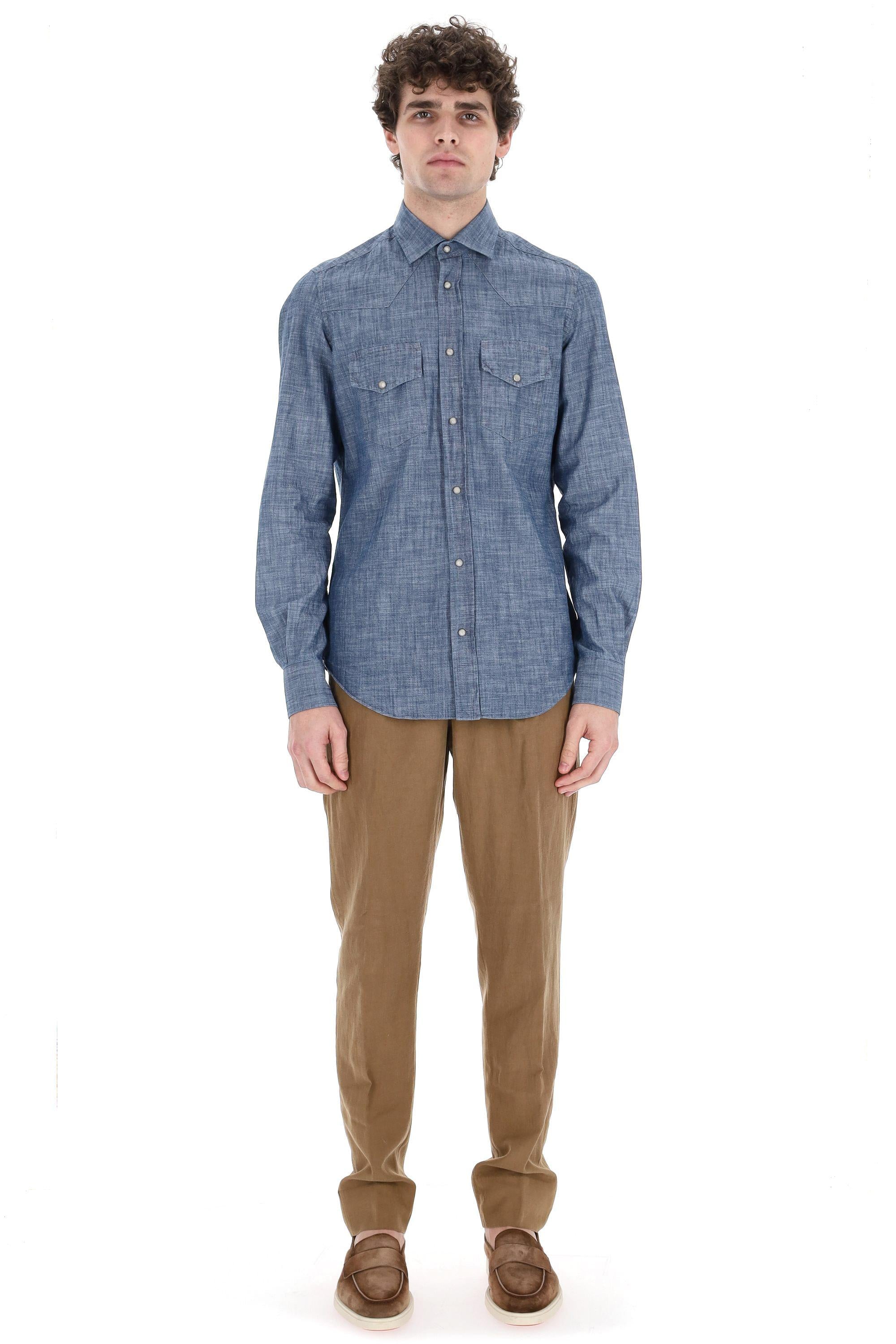 Eleventy Camicia texana in leggero tessuto denim X75CAMA09 TES0I185 19N