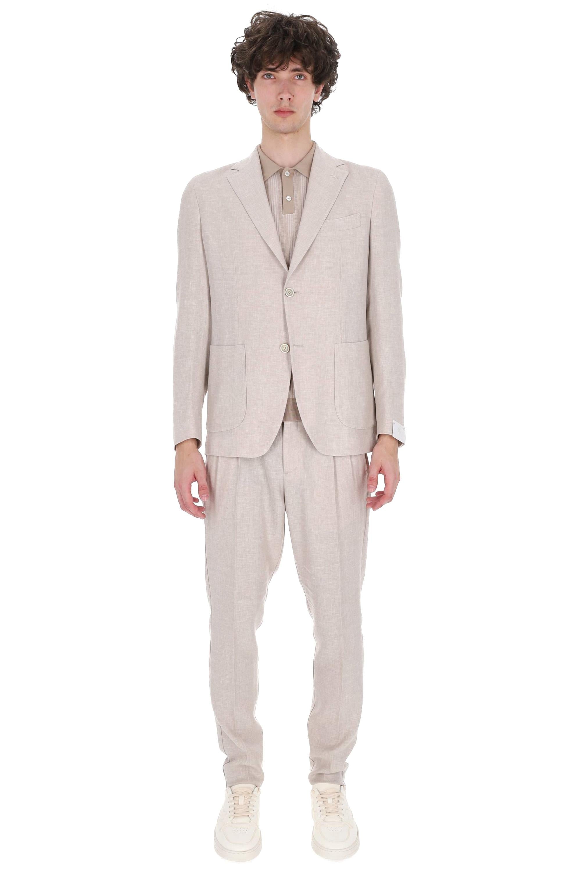 Eleventy Abito in lino-lana-seta tessuto Zegna Cross-ply M75ABUC10 TES0K024 02N