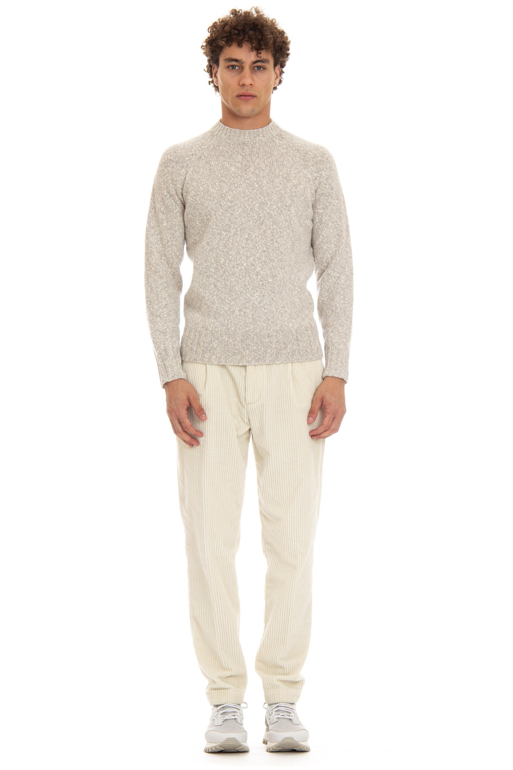 Maglia girocollo in lana di agnello moulinè D5W103MR M128 Drumohr