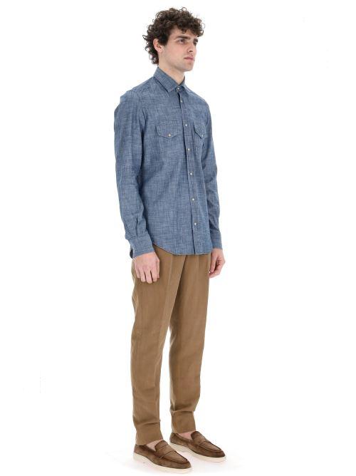 Eleventy Camicia texana in leggero tessuto denim X75CAMA09 TES0I185 19N