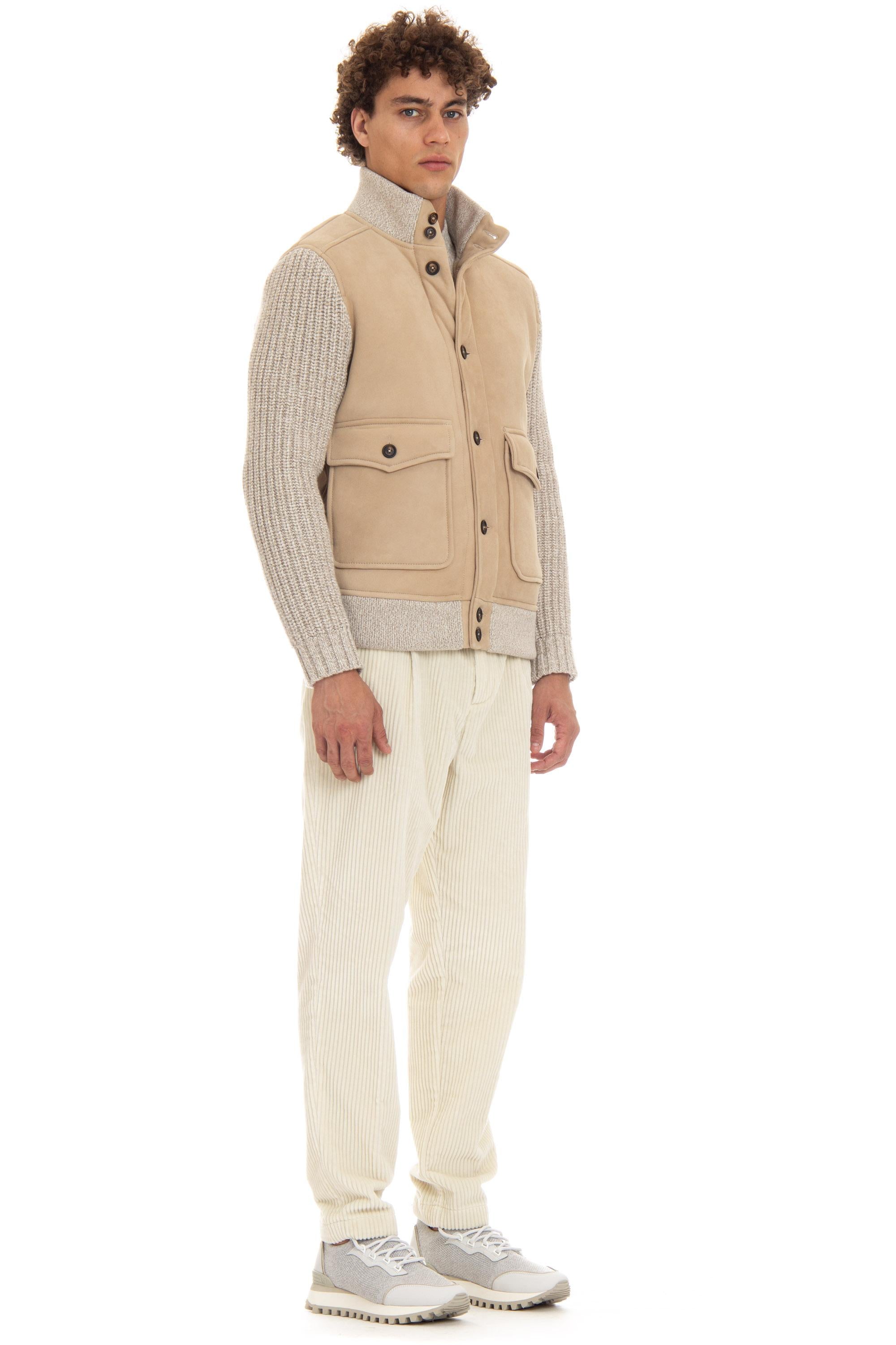 Eleventy Bomber in montone con maniche in maglia J75GBTJ27 SHY0J017 02