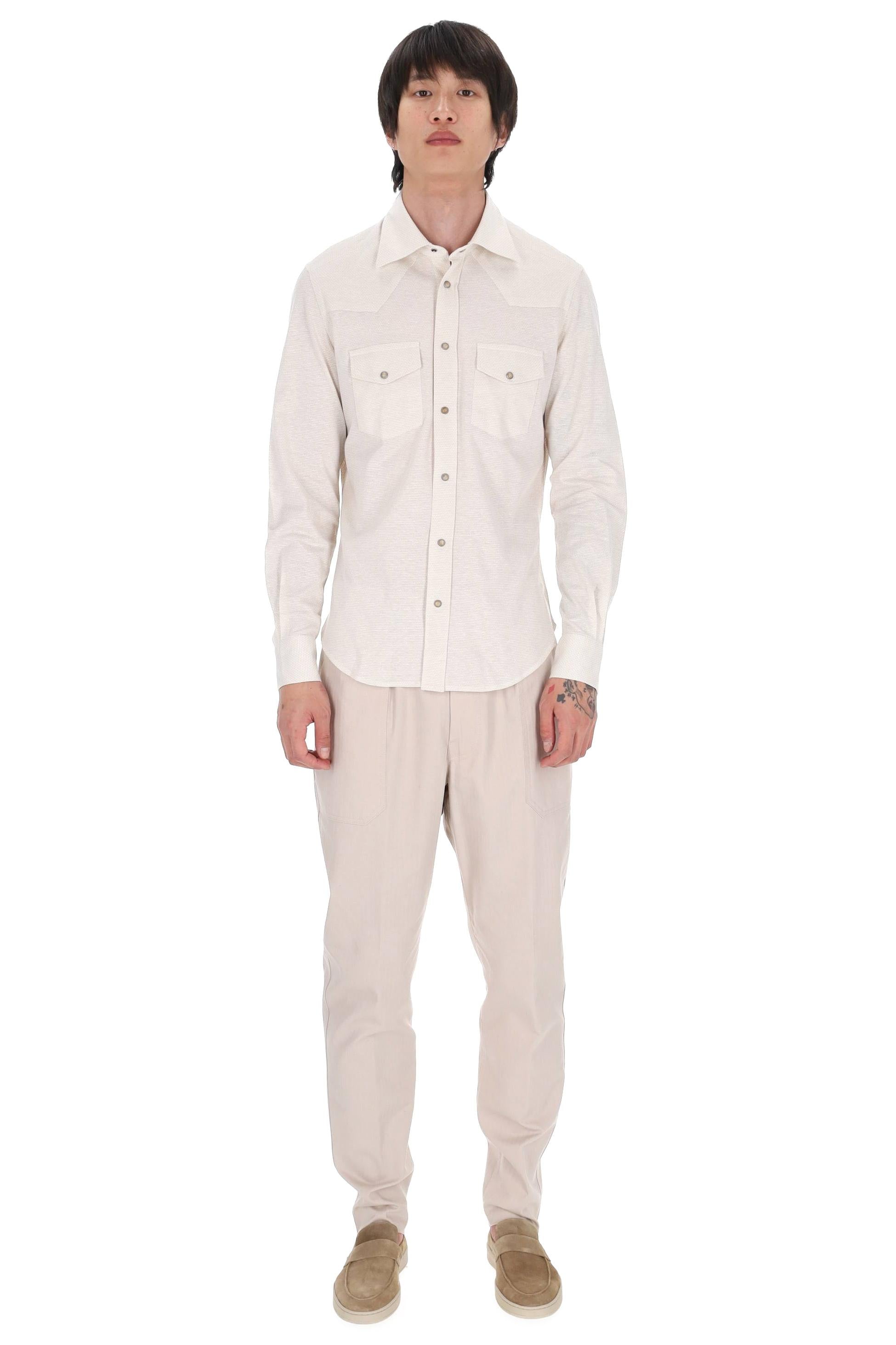 Eleventy Camicia tramata in cotone-lino modello texas M75CAMK02 TES0M127 02