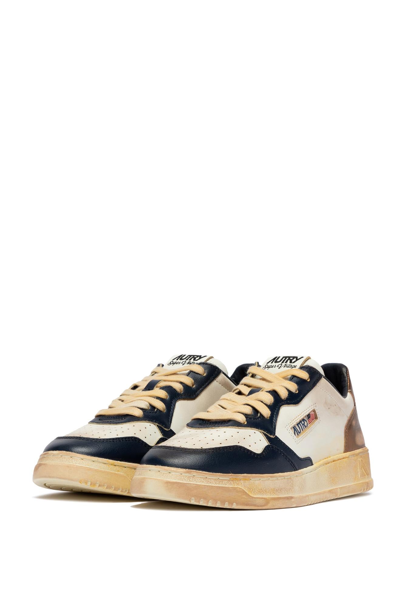 Autry Sneaker Medalist Super Vintage in pelle talloncino bronzo AVLM SV58 WHT/SPA/COPP