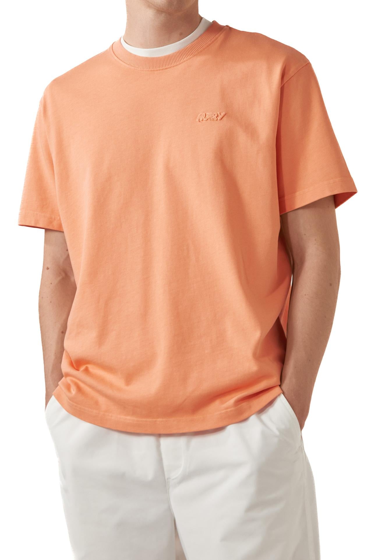 Autry T-shirt unisex in cotone con logo TSPX 053F HEA JER FRANGIPANE