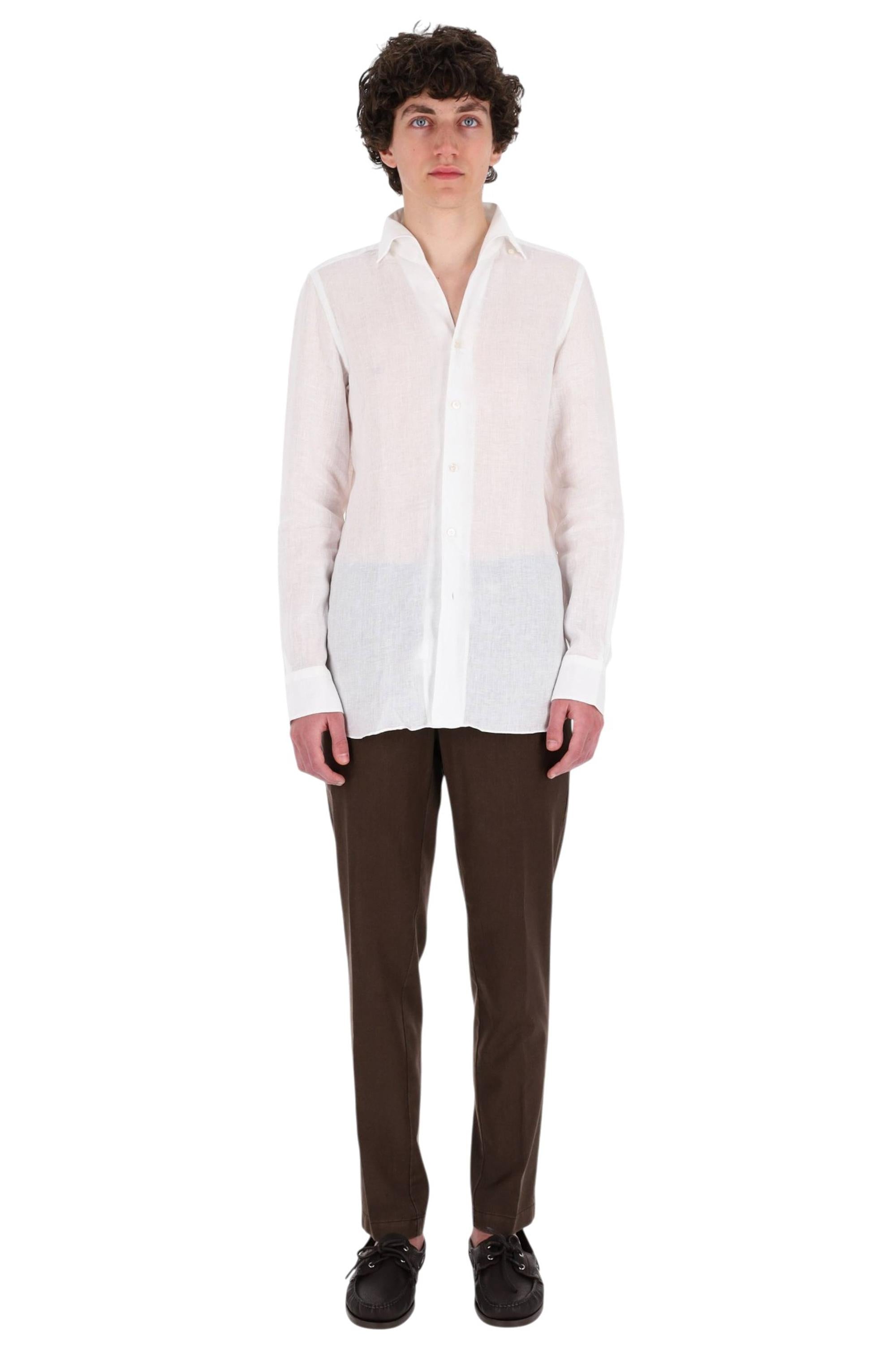 Finamore Camicia in puro lino collo Ustica modello Gaeta GT18 046117 C0649 01