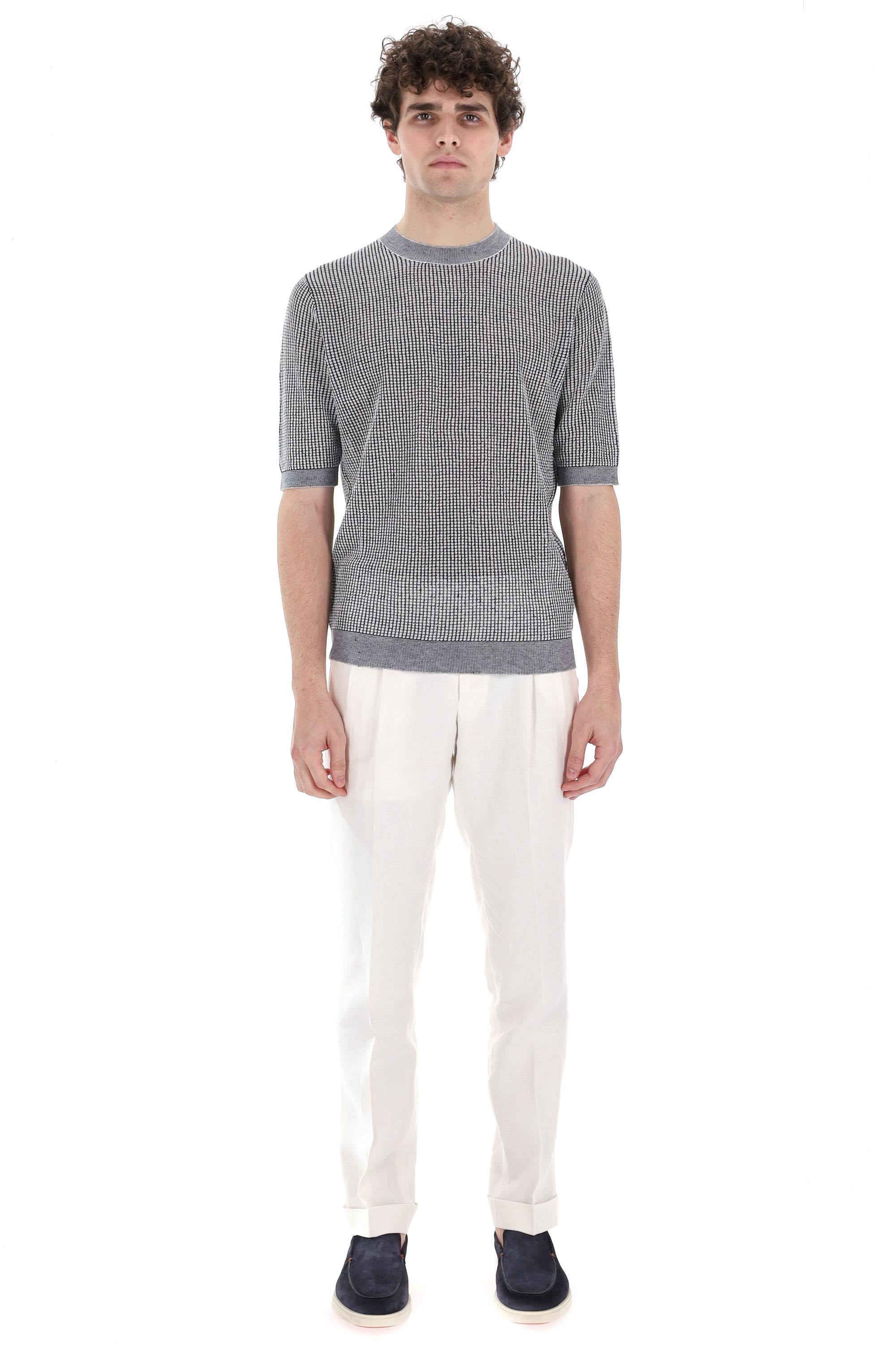 Ballantyne T-shirt jacquard in cotone-lino B2W229 14CZ9 98012