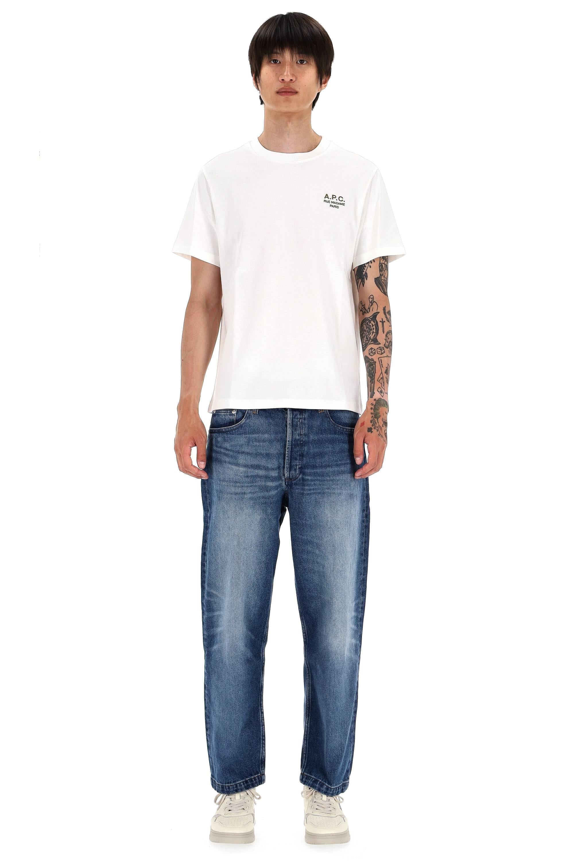 A.P.C. T-shirt in cotone con logo A.P.C COHBU M26388 BLANC/KAKI