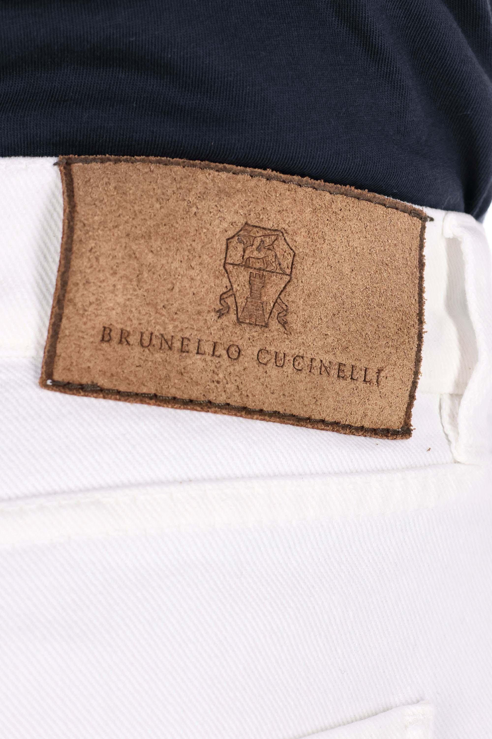 Jeans bianco in bull di cotone M237P01090 C7210 Brunello Cucinelli