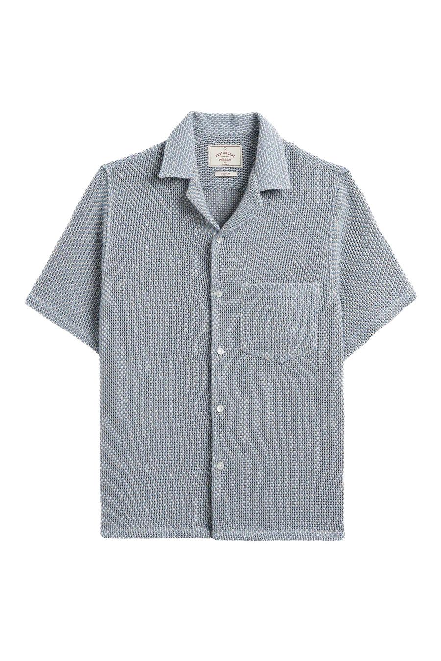 Portuguese Flannel Camicia Agora tramata collo bowling 004 PASTEL BL